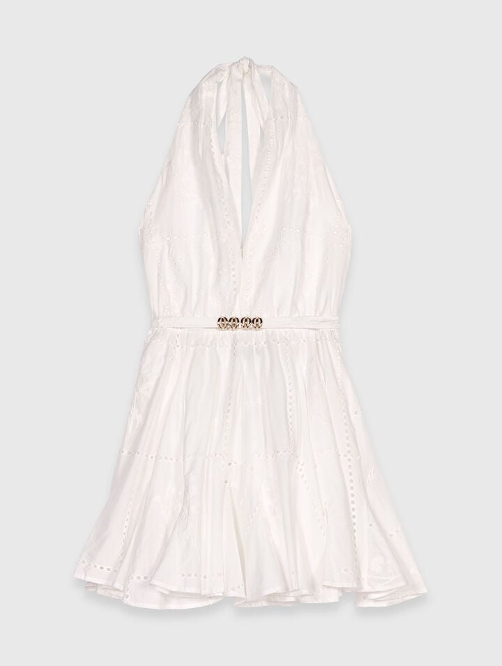 Short embroidered backless dress