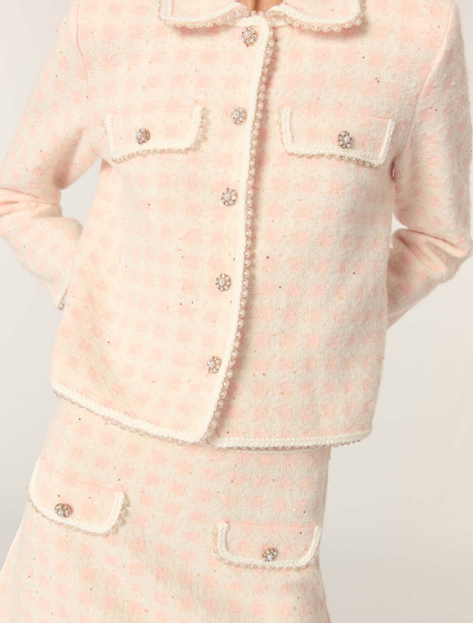 Tweed-effect knit jacket