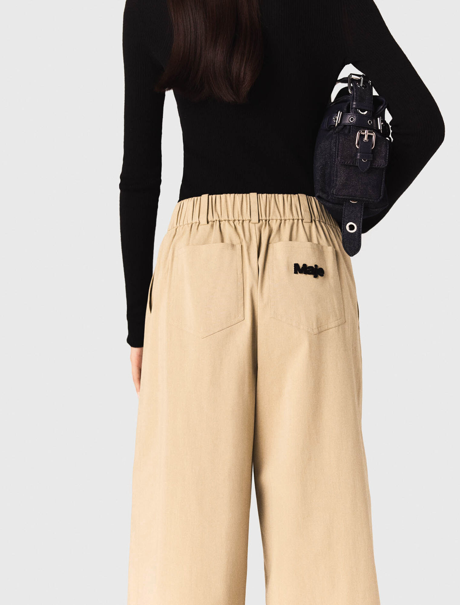Wide-leg cotton trousers