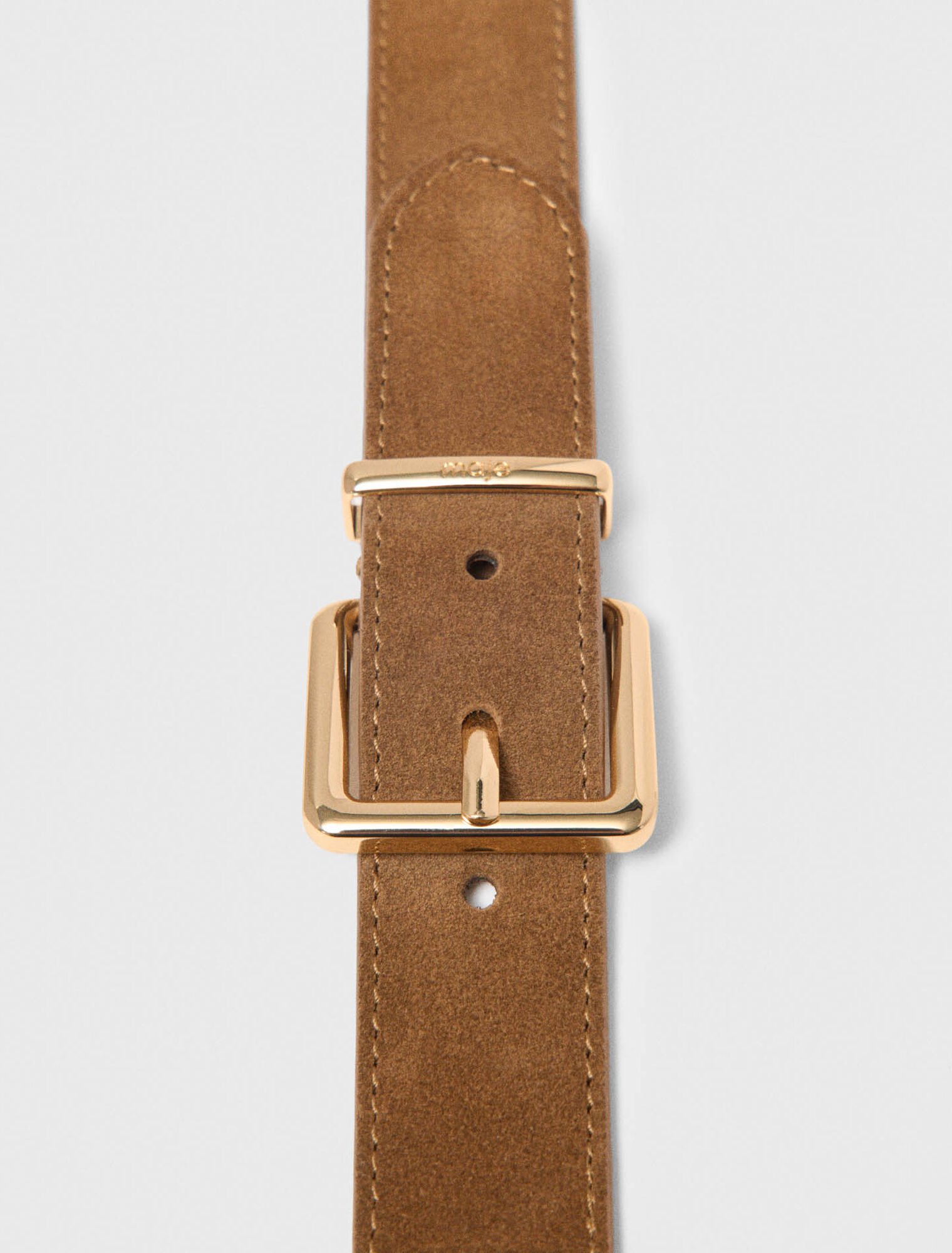 Double buckle suede belt