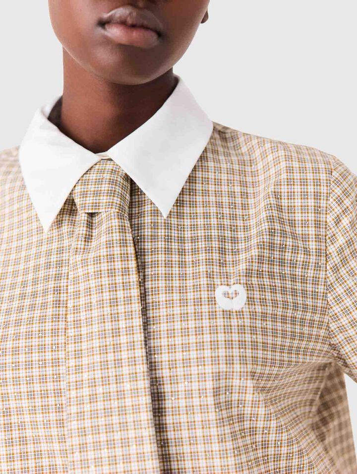 Short rhinestone checked shirt