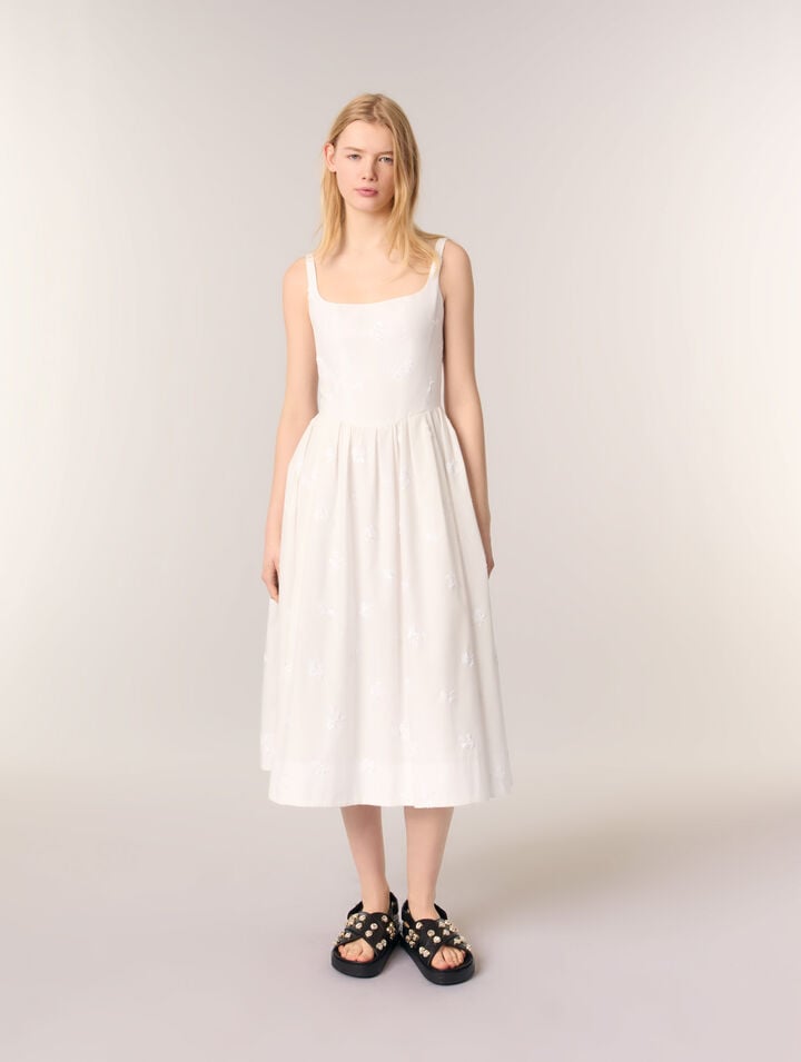 Embroidered cotton midi dress