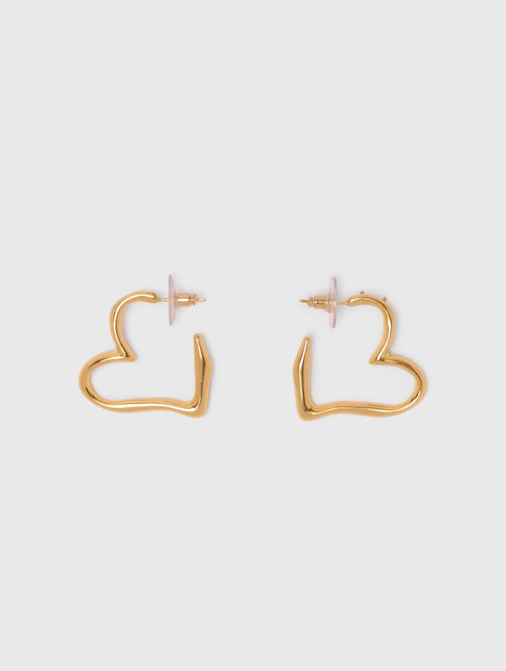 Gold-plated heart hoop earrings