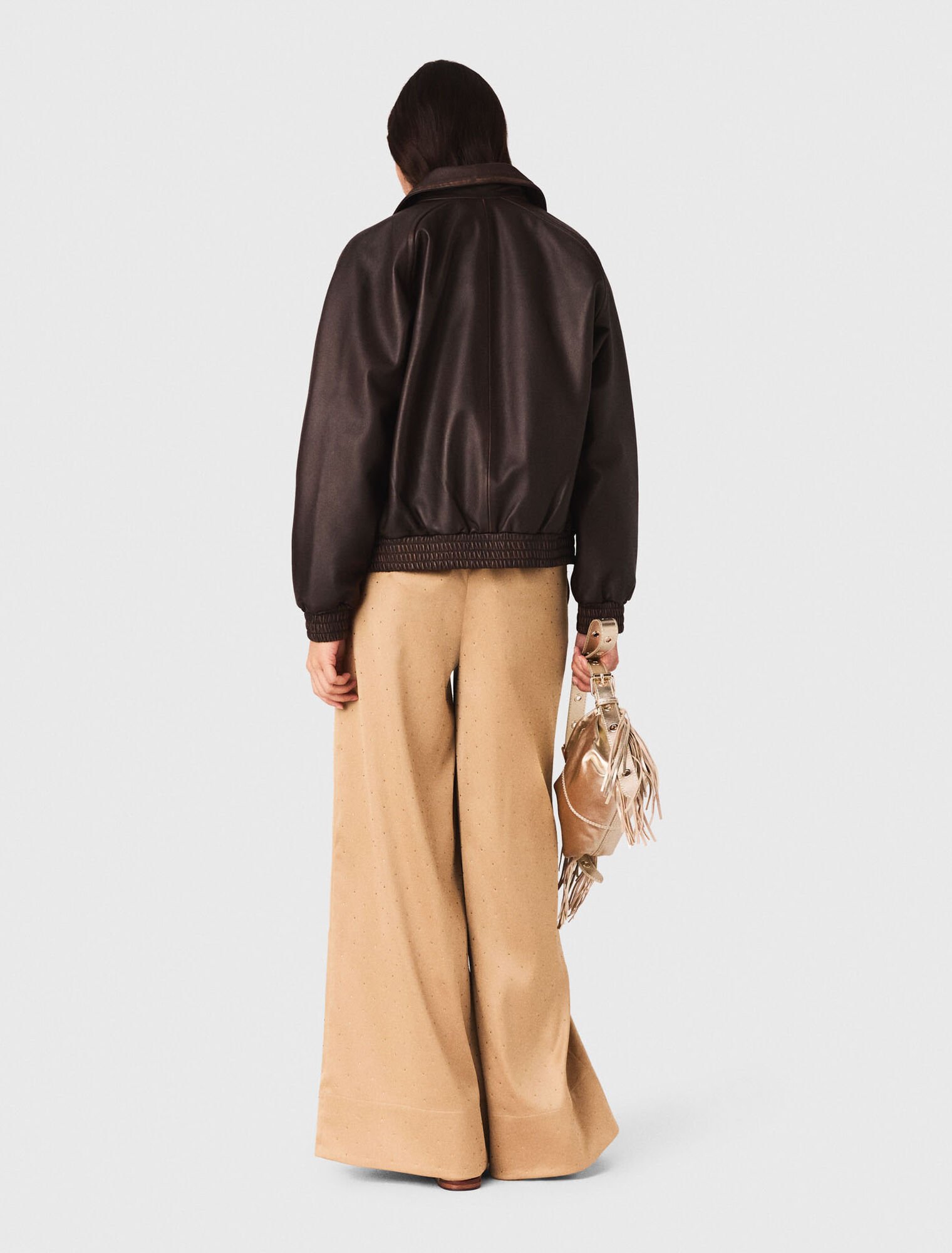 Rhinestone satin trousers