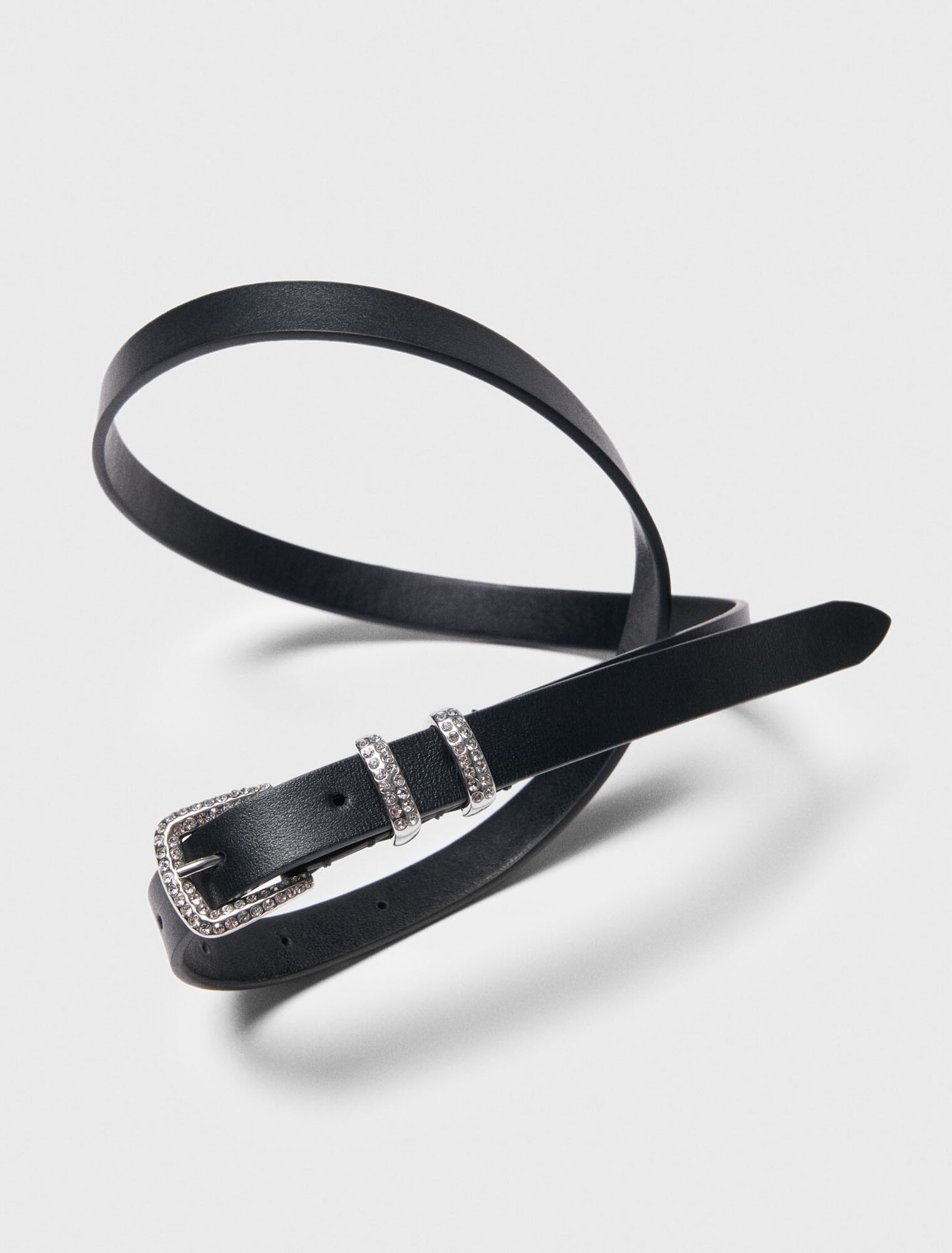 Slim belt with diamanté buckle