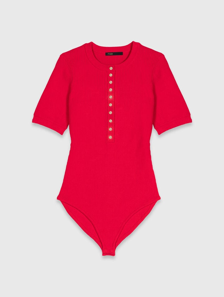 Ribbed knit sleeve bodysuit