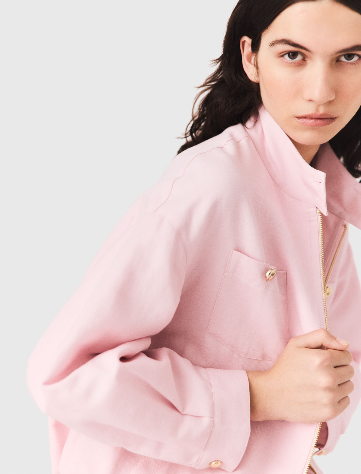 Linen blend bomber jacket Pink for Women | Maje