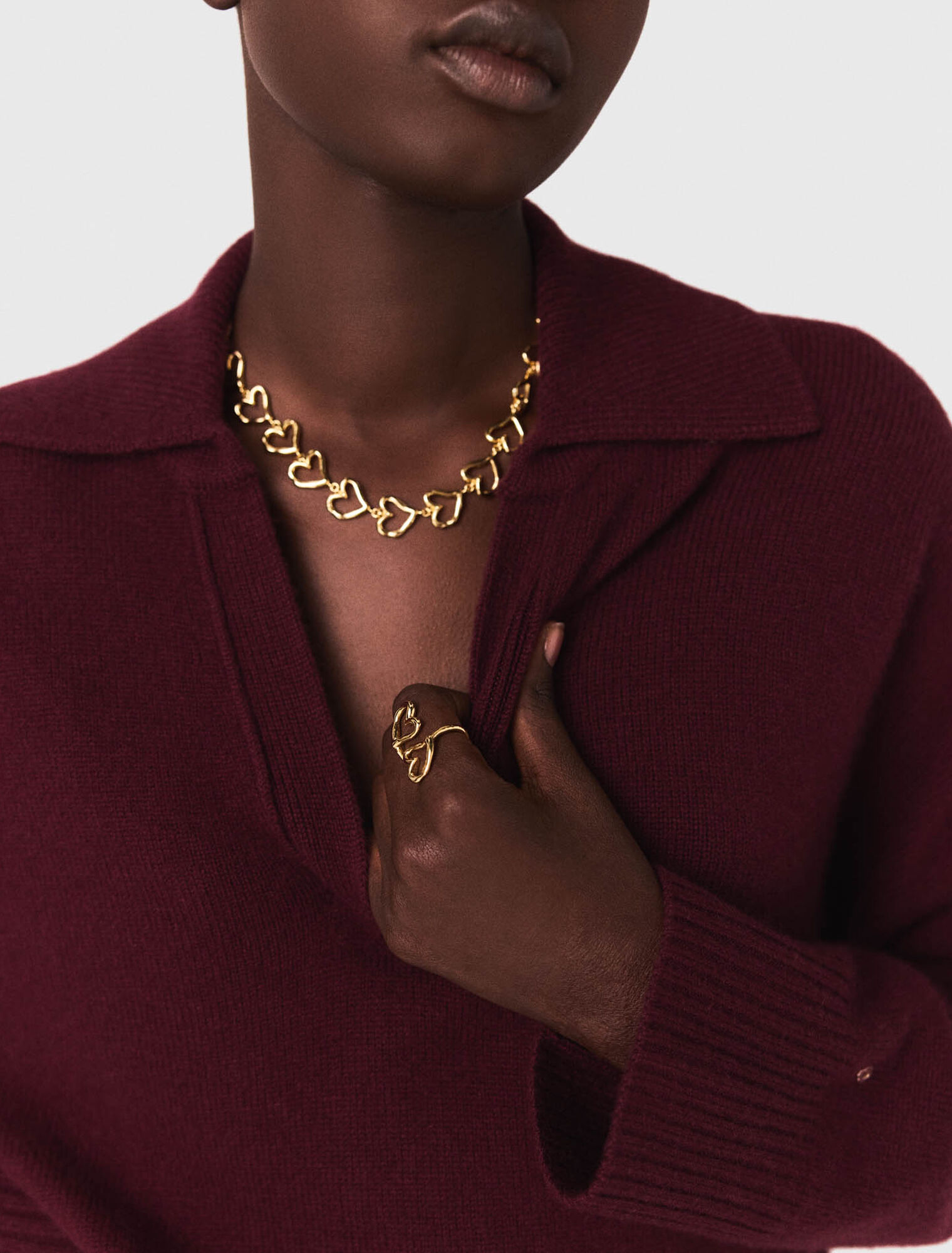 Double gold-plated heart ring