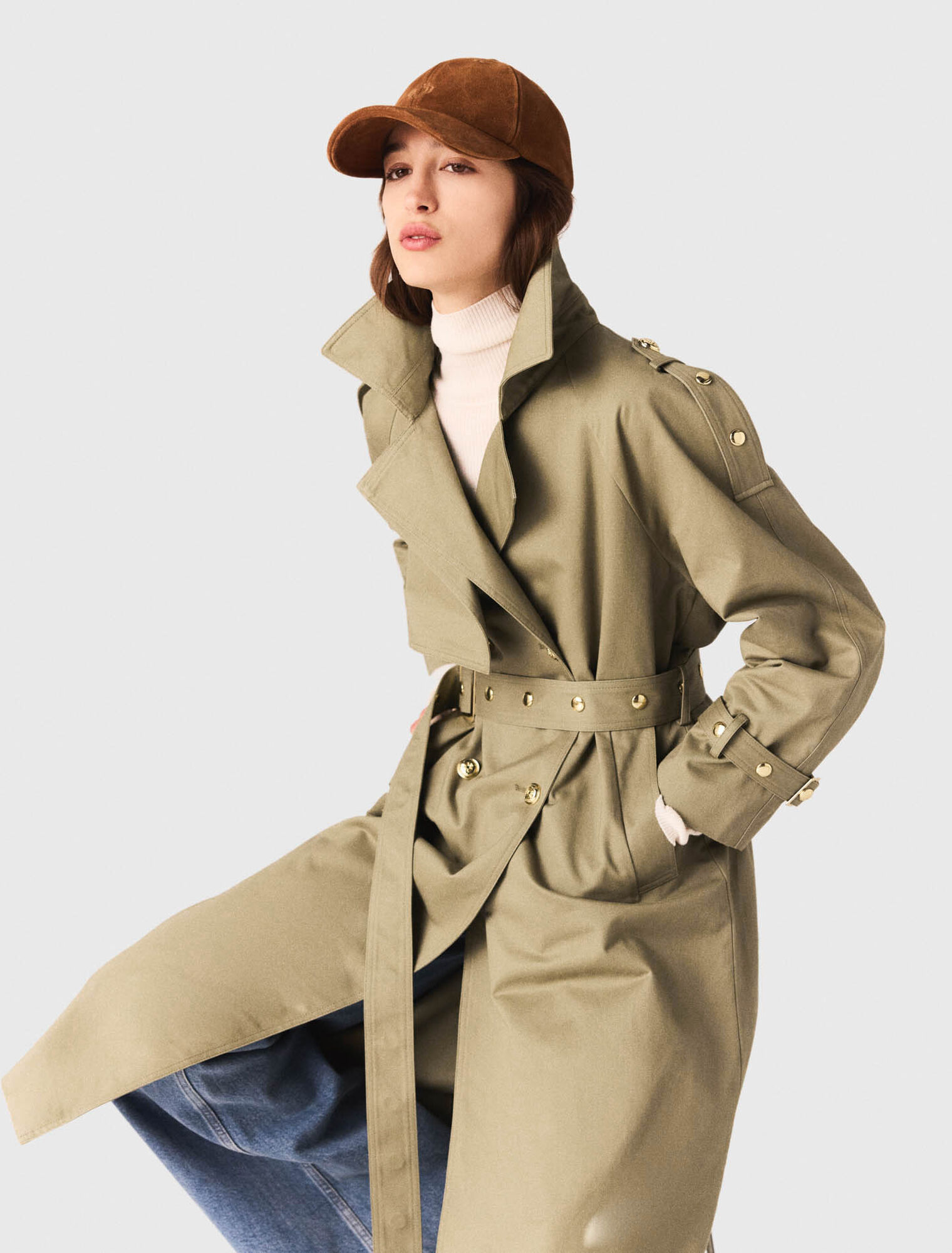 Removable collar stud trench coat