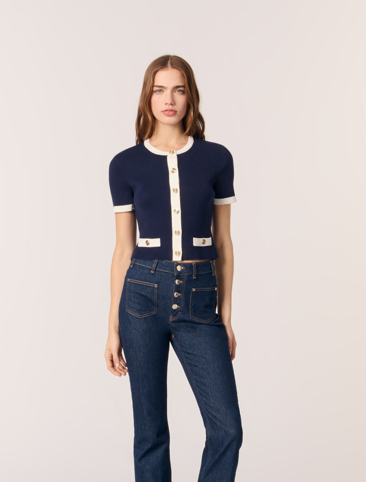 Contrasting cropped cardigan