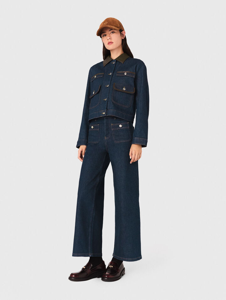 Wide jeans with patch pockets Wide jeans with patch pockets