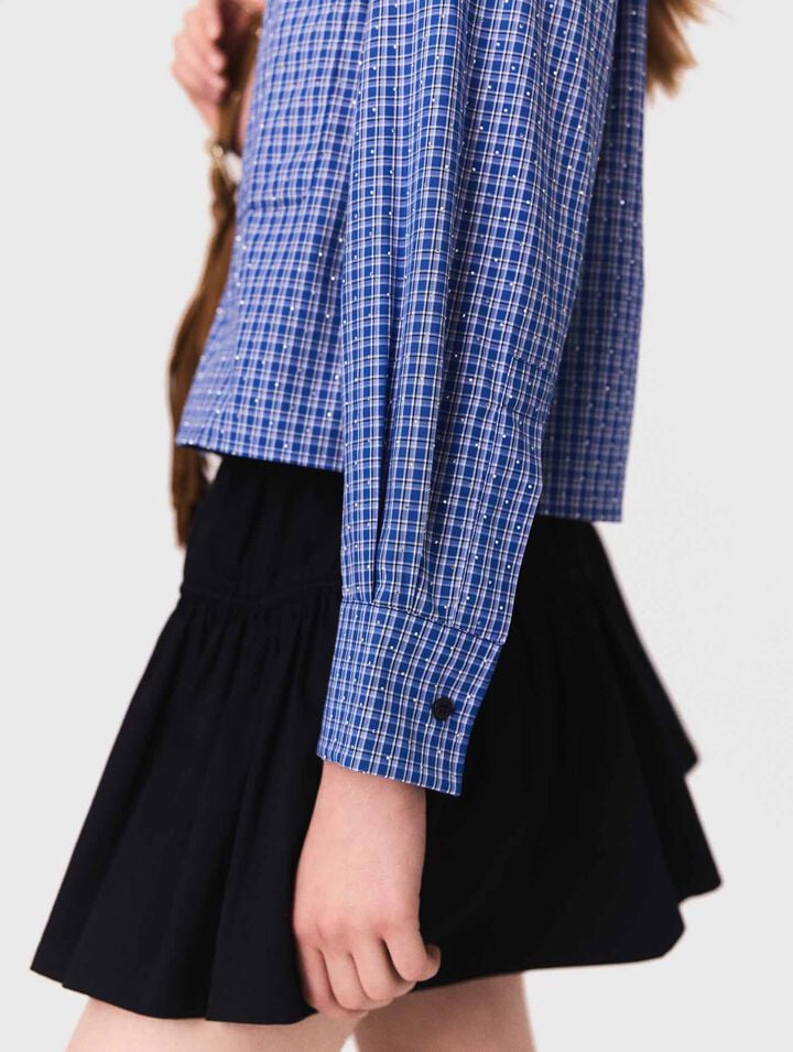 Rhinestone shirt with removable col