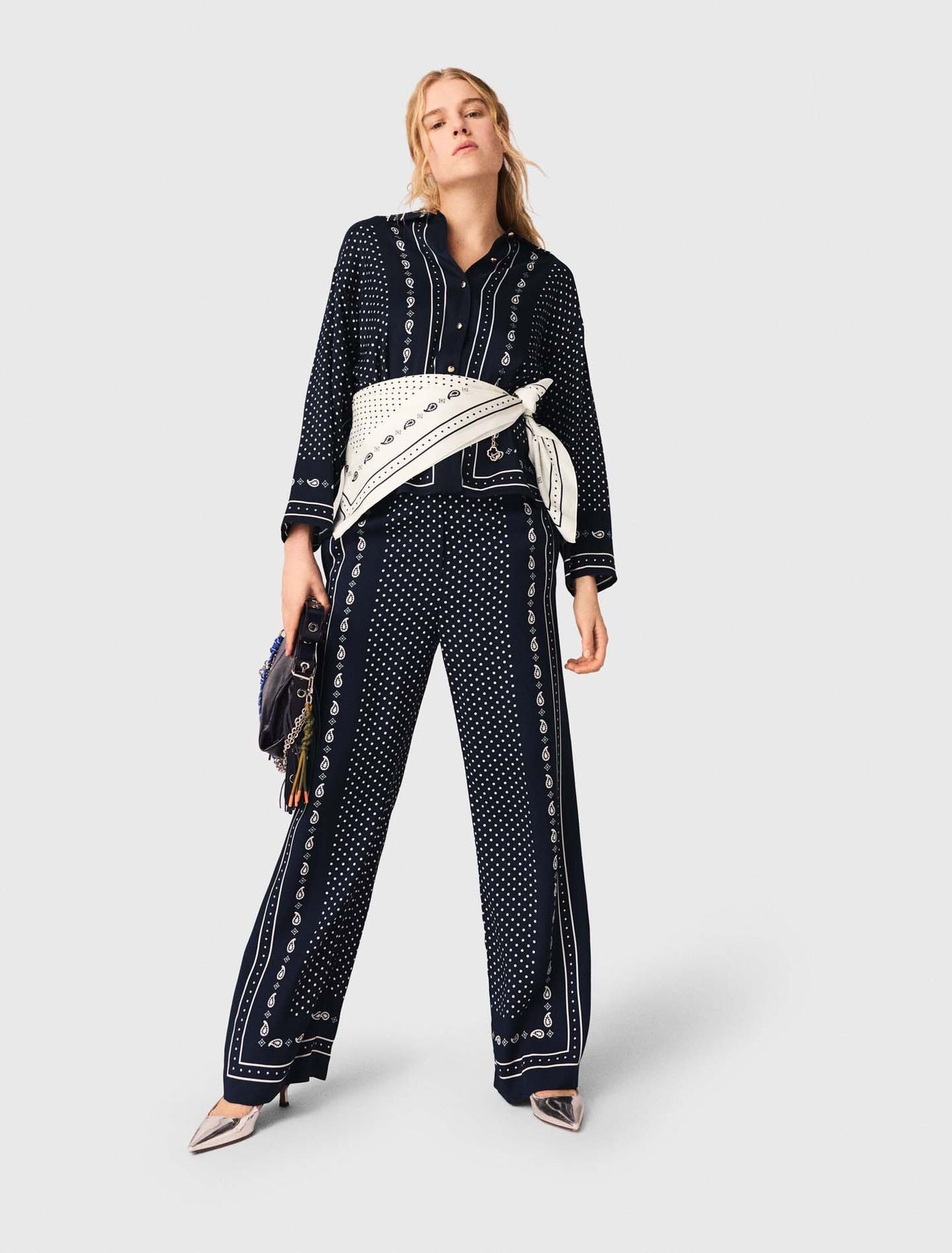 Printed fluid trousers