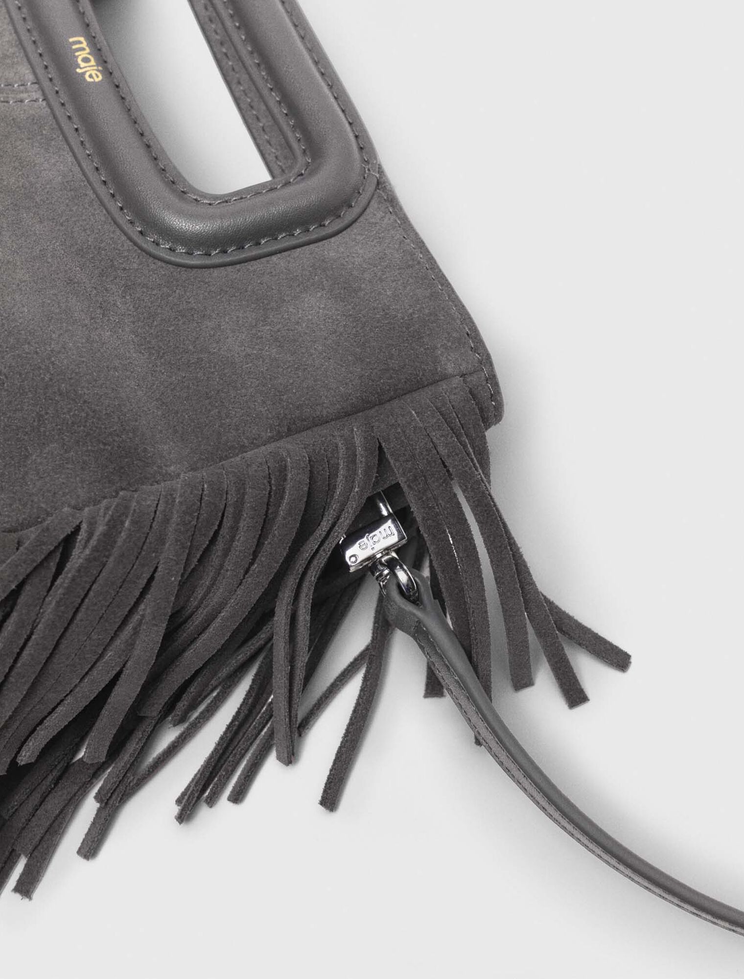 Fringed M bag in suede