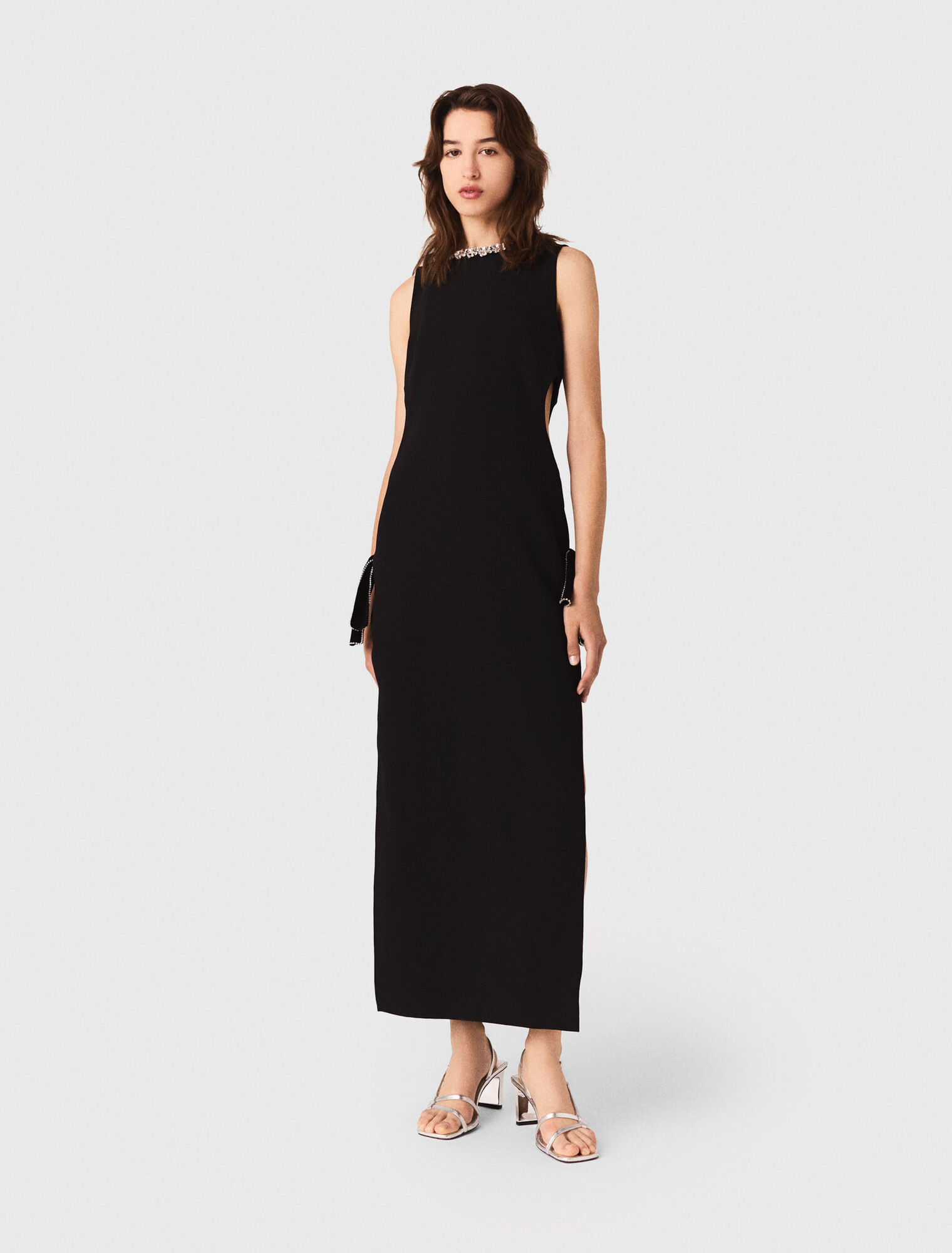 Jewel-collar maxi dress