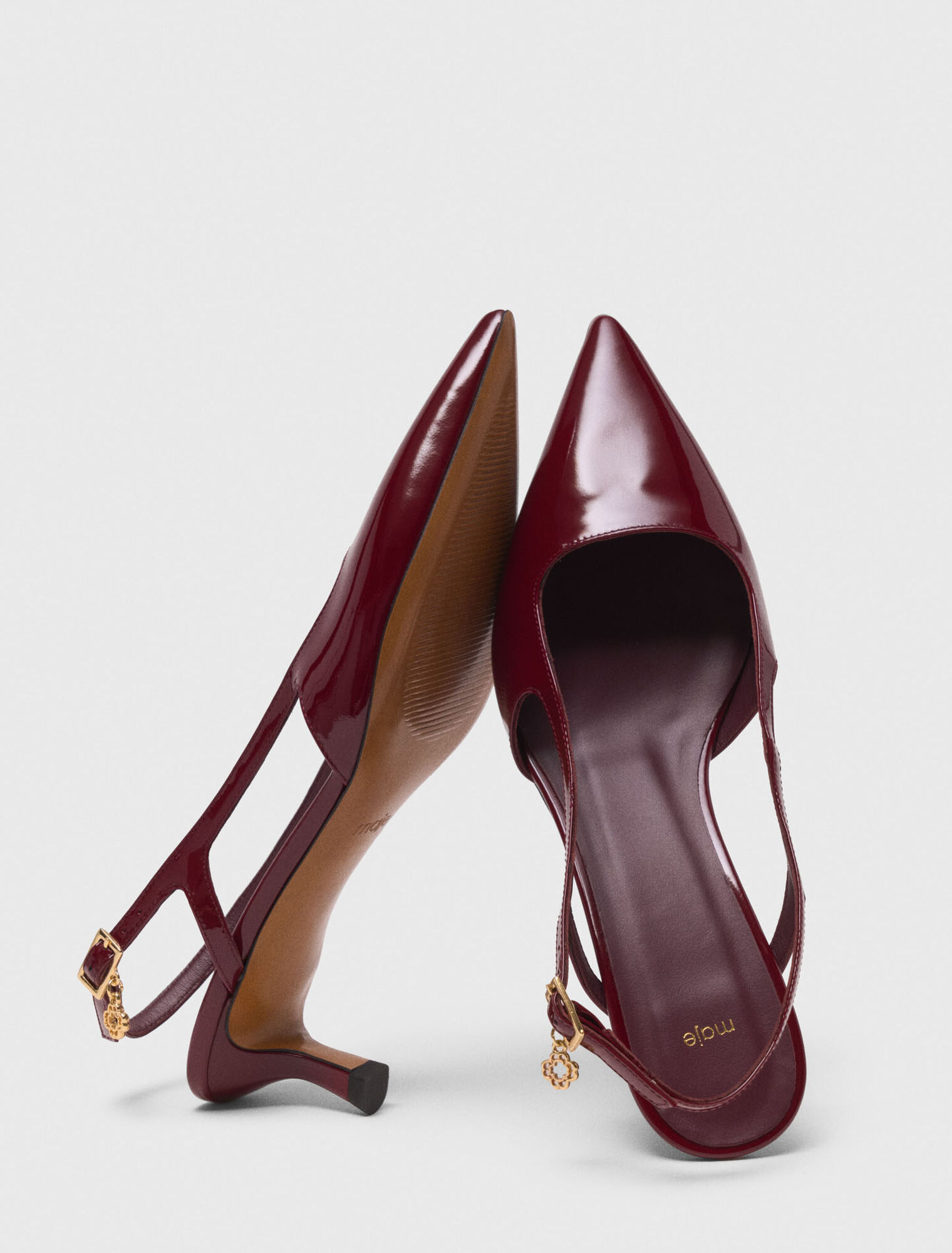 Patent leather slingback pumps