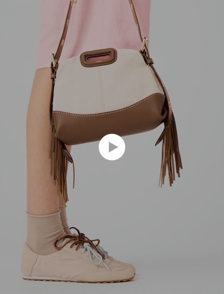 Canvas and leather Miss M Mini bag Moka/White for Women | Maje