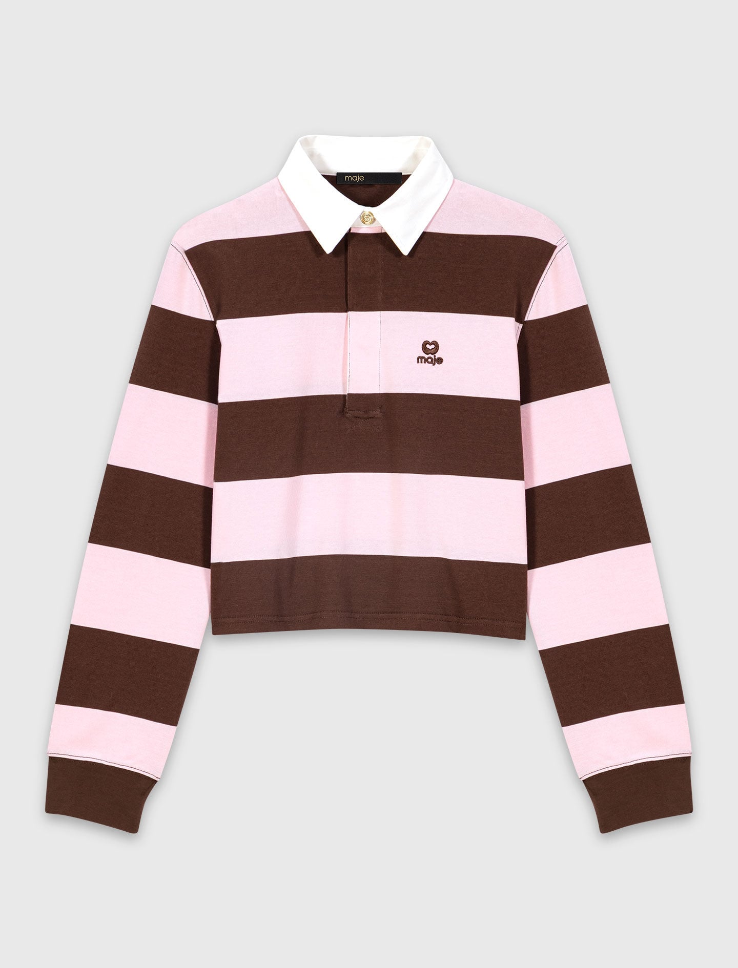 Striped polo sweatshirt Brown/Pink for Women | Maje