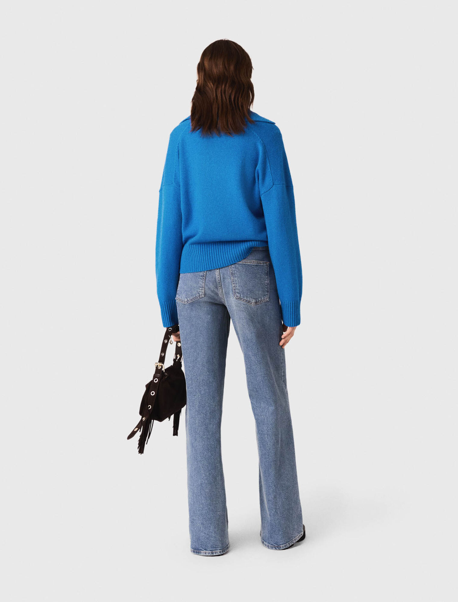 Open polo collar jumper