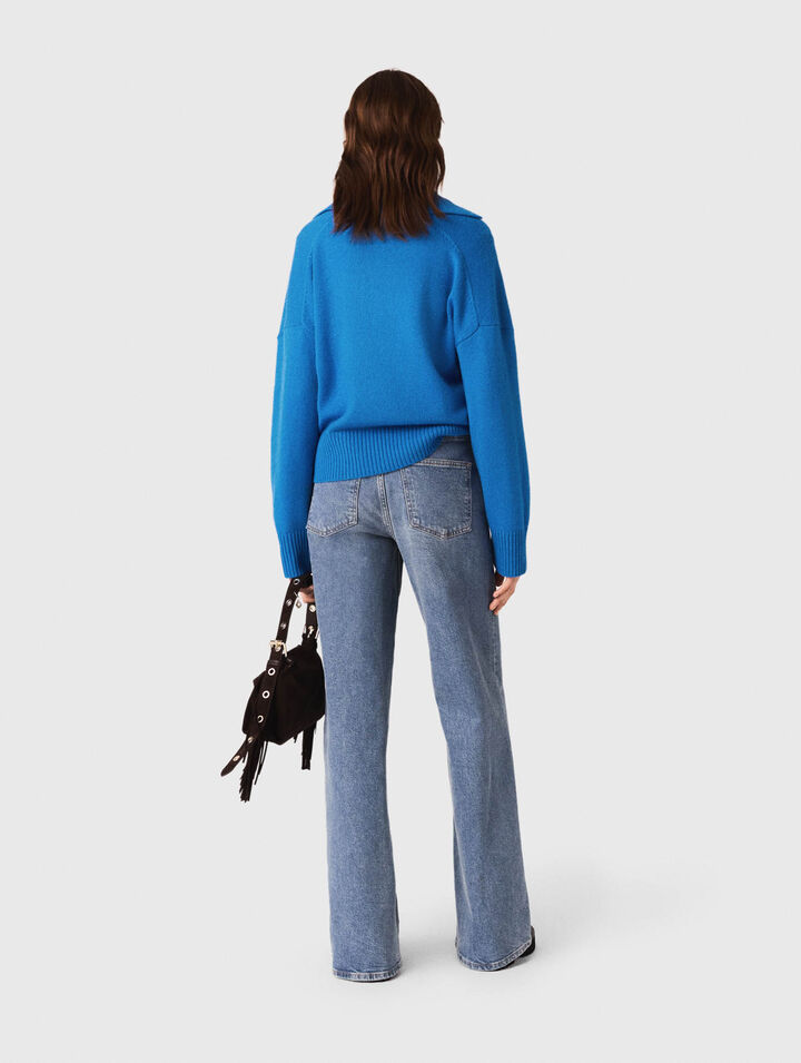 Open polo collar jumper