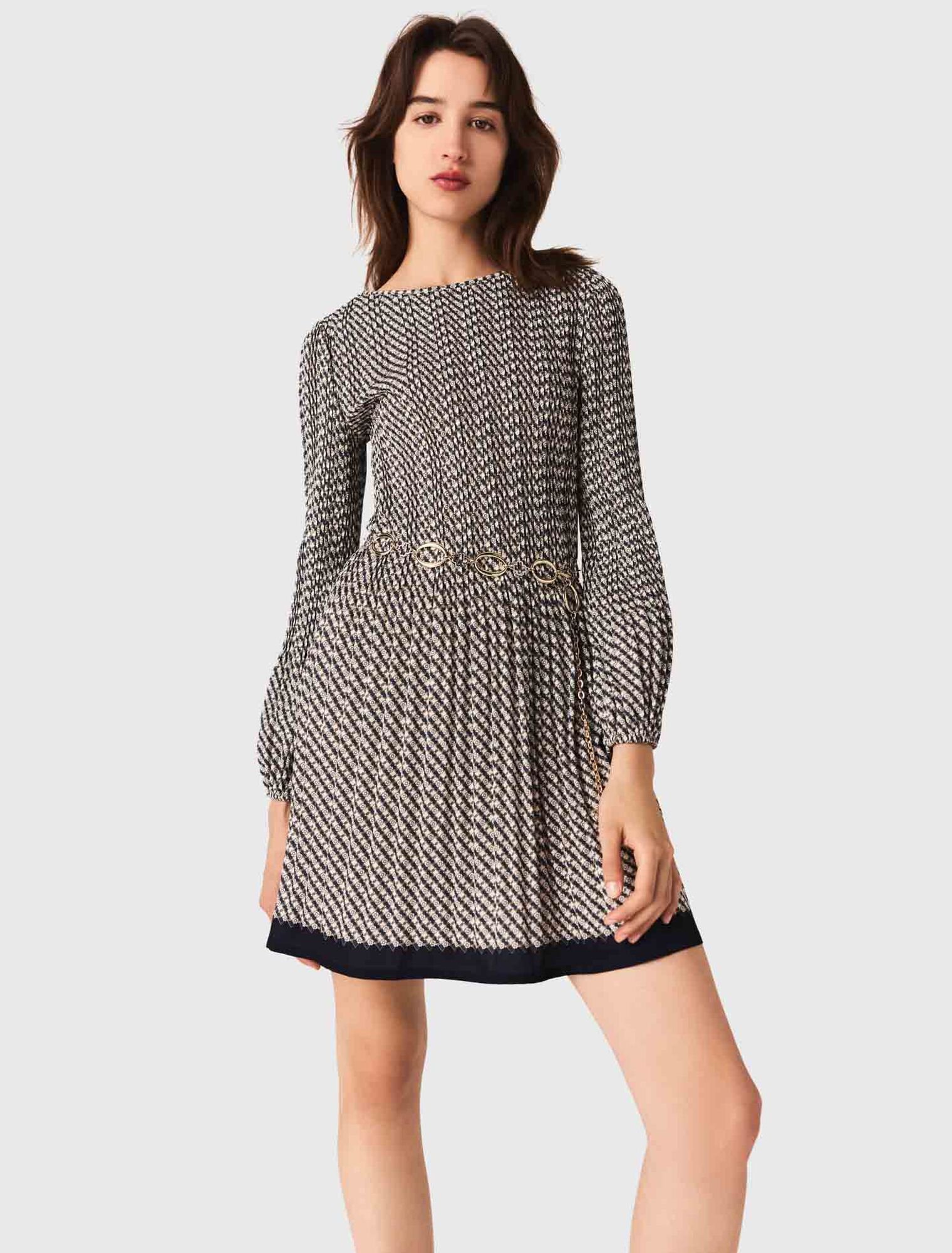 Patterned pleated dress