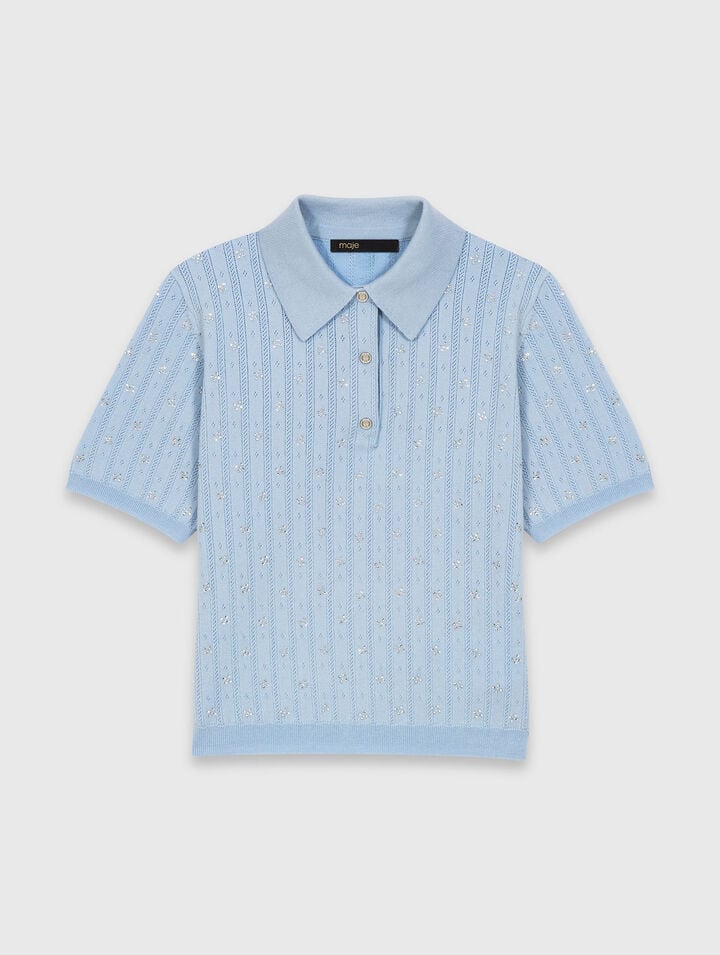 Cropped jumper with rhinestones