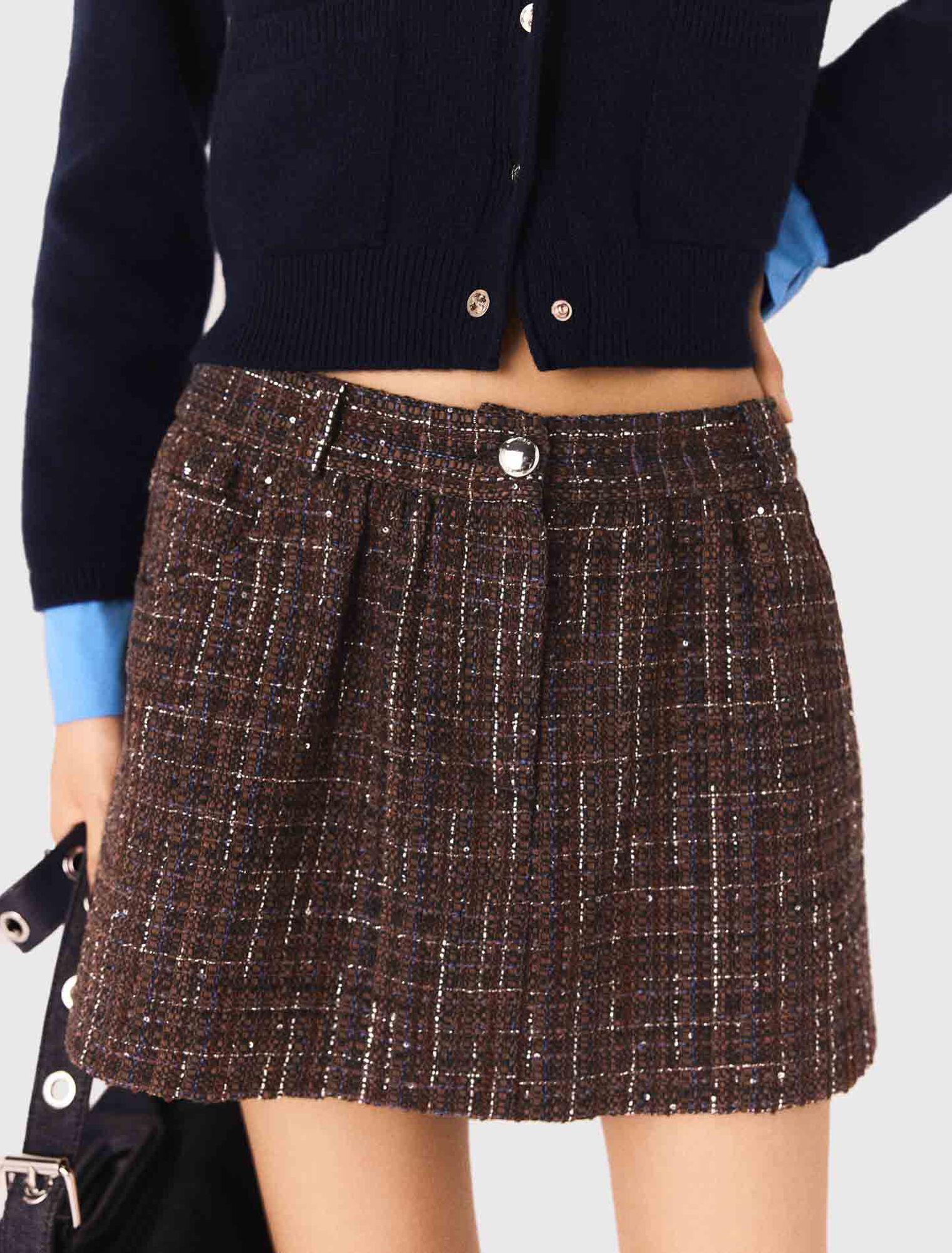 Tweed shorts with elasticated waistband