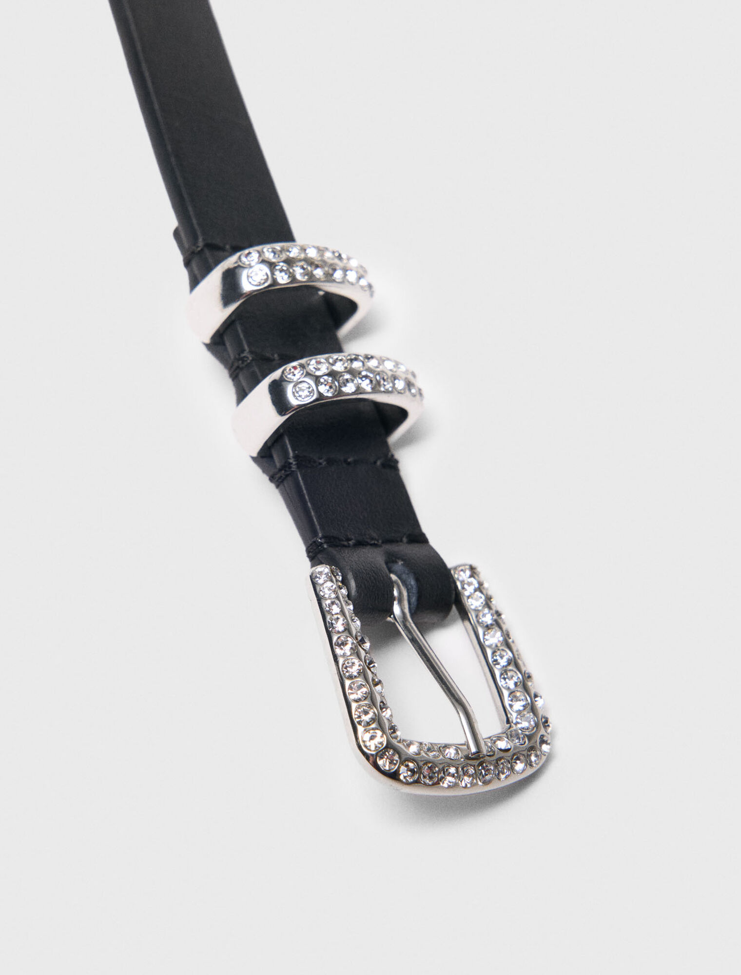 Slim belt with diamanté buckle
