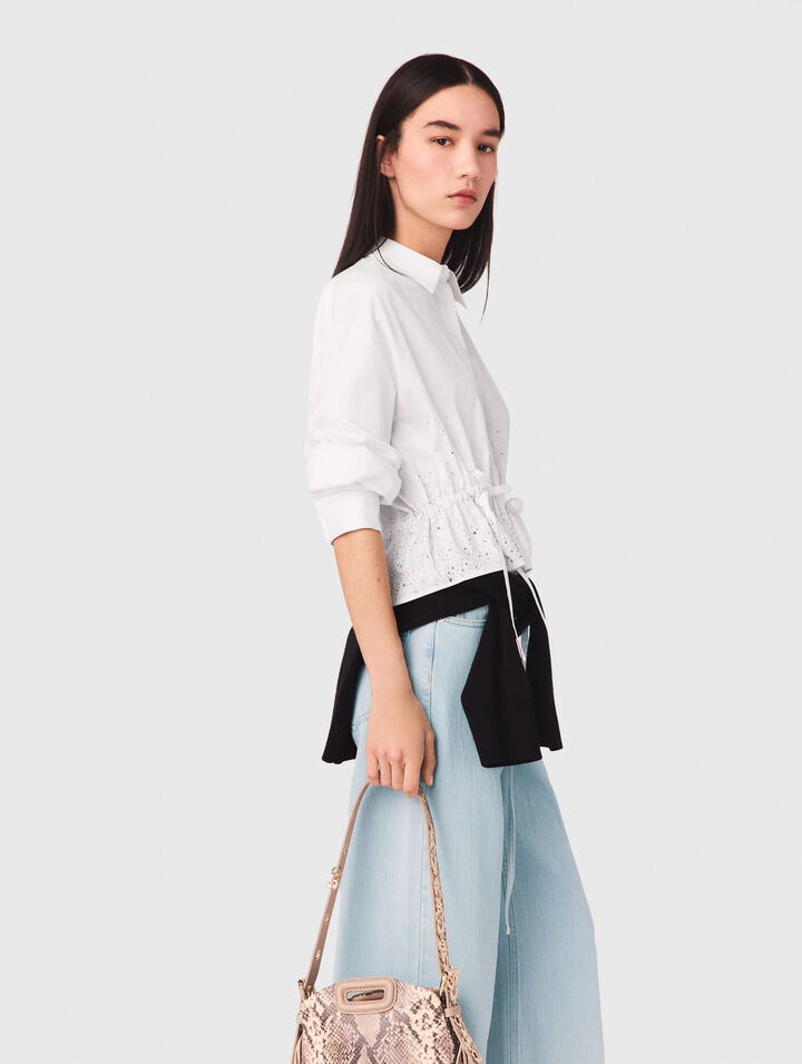 Cotton shirt with rhinestones