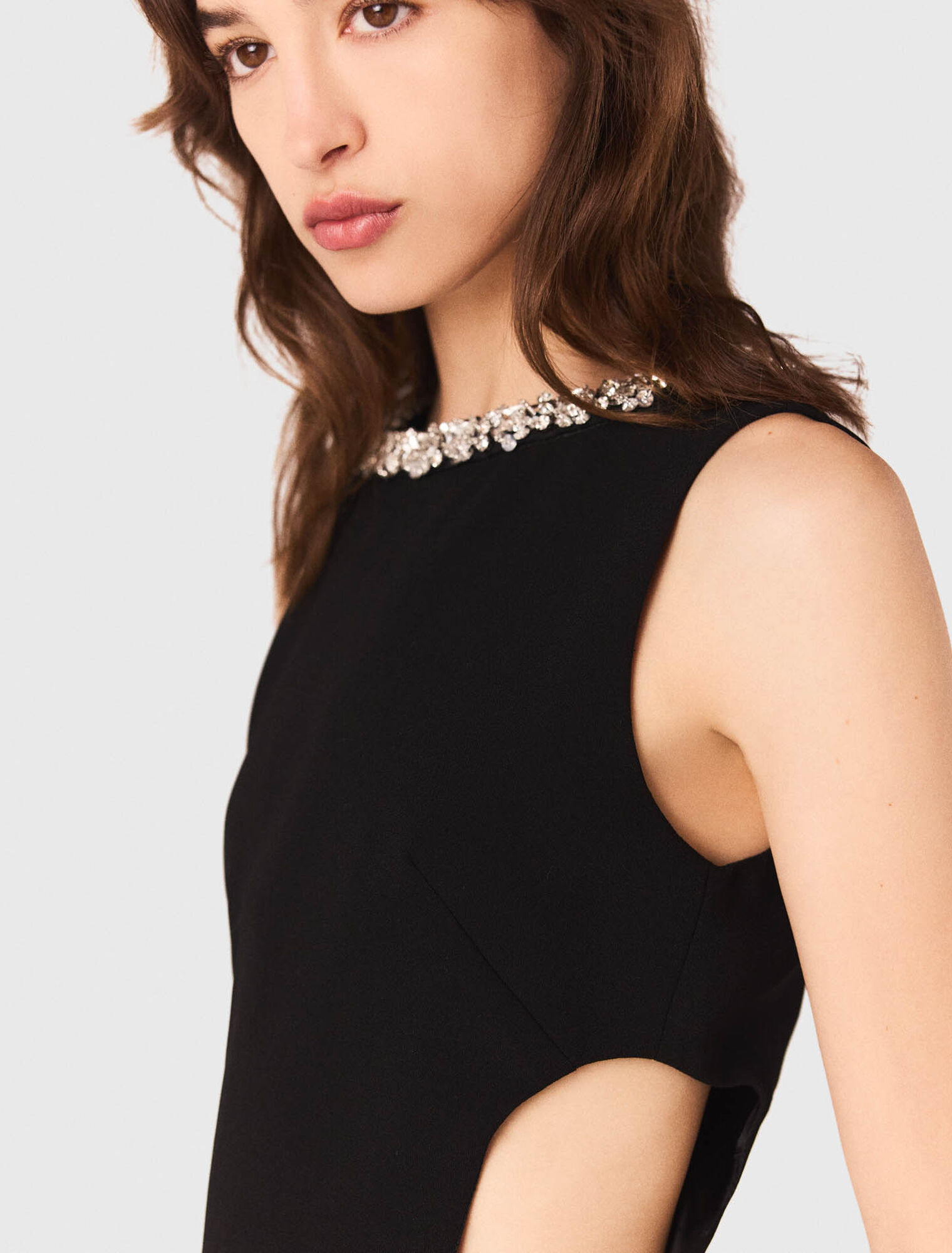 Jewel-collar maxi dress