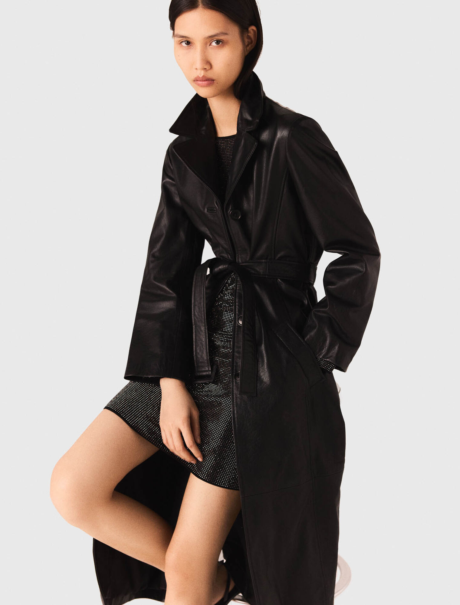 Long leather trench coat Long leather trench coat