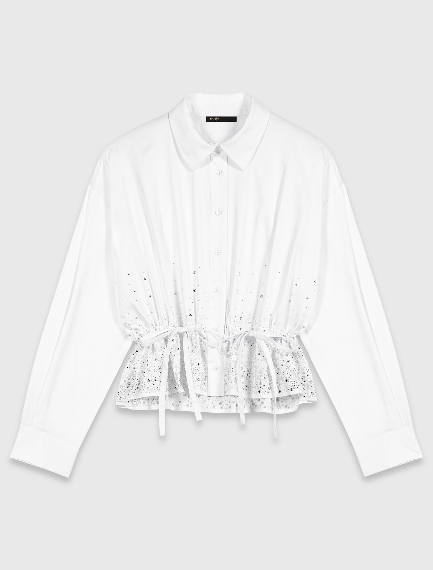 Cotton shirt with rhinestones