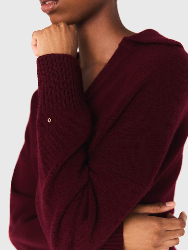 Open polo collar jumper