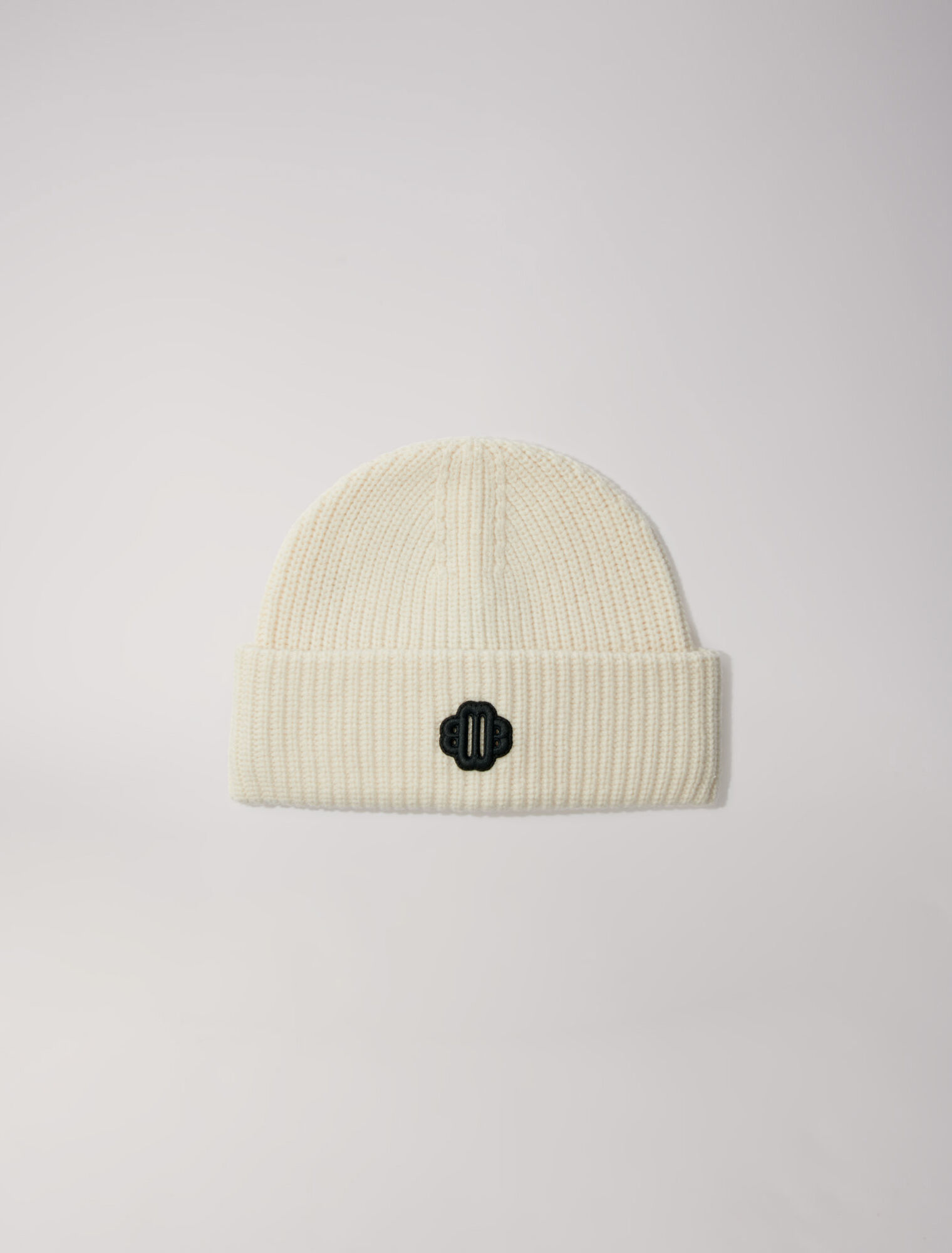 Rib-knit bonnet in wool blend