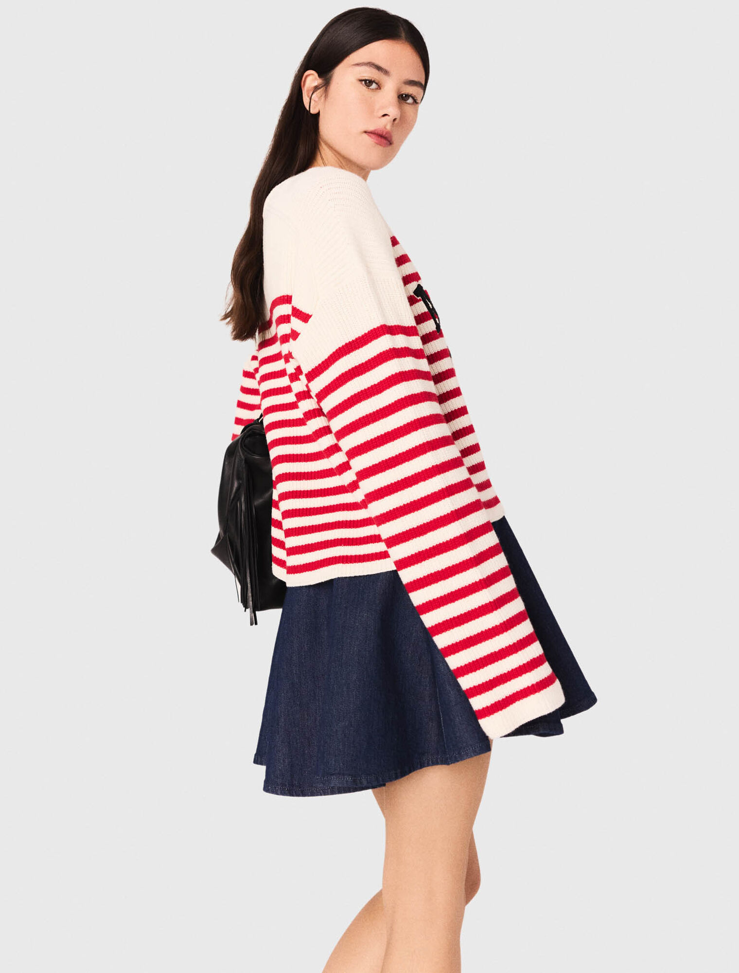 Striped rib knit jumper