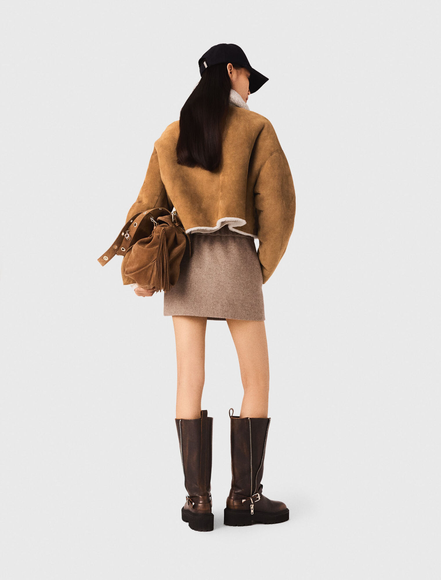 Reversible shearling coat