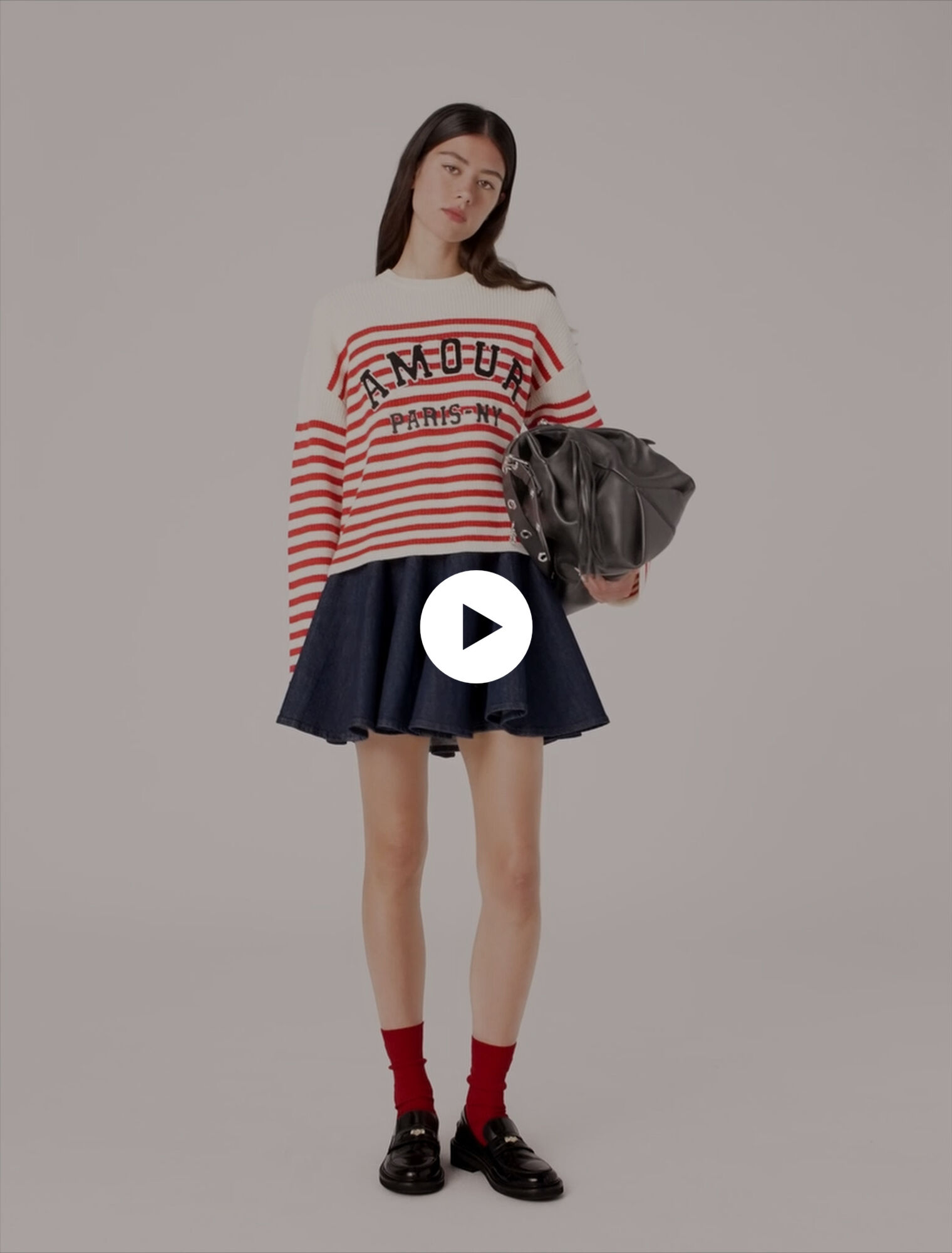 Striped rib knit jumper