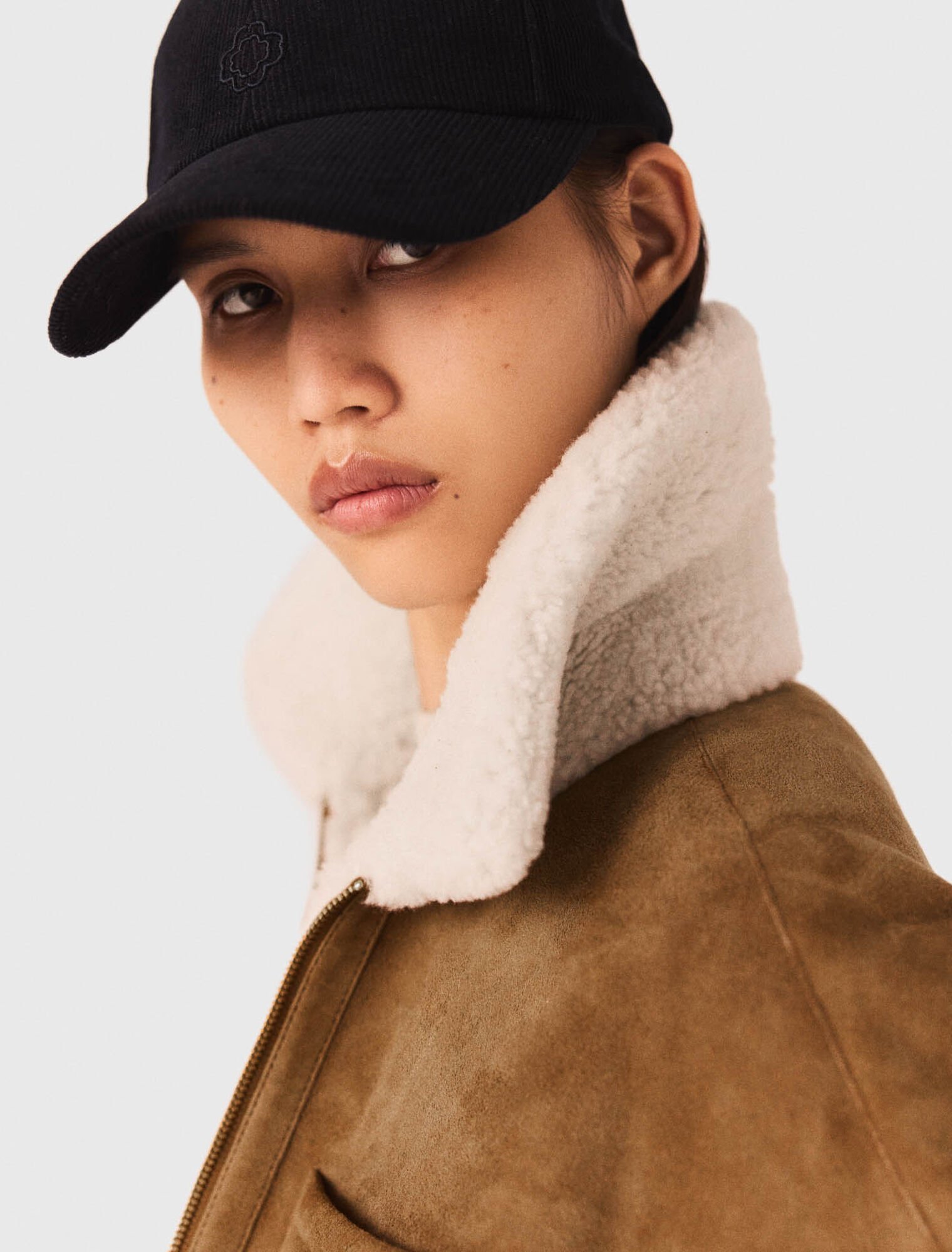 Reversible shearling coat