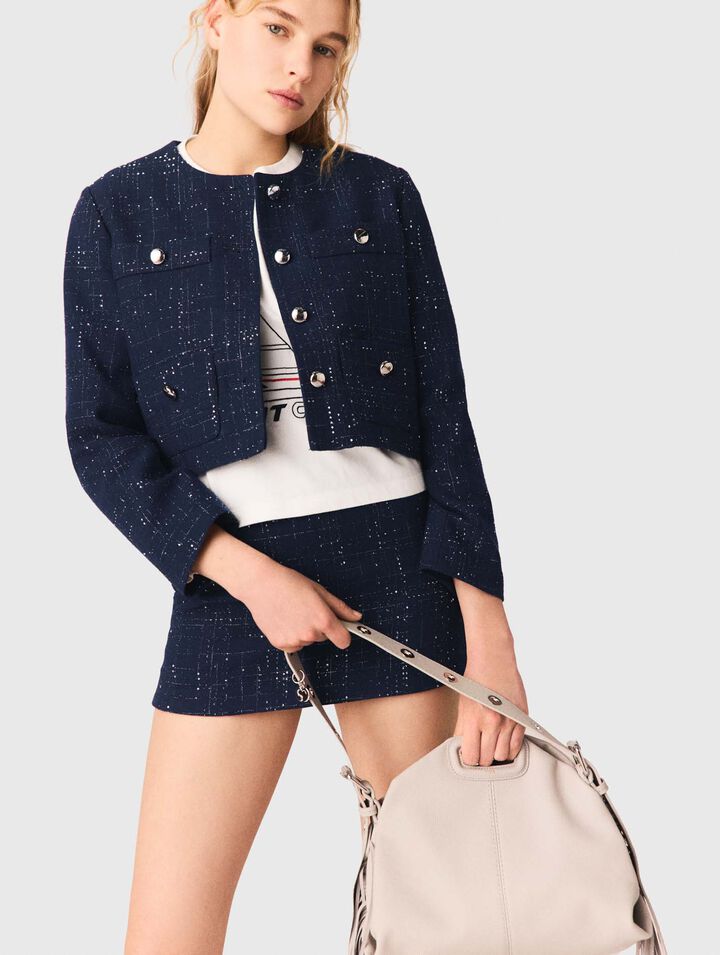 Short jacket with patch pockets