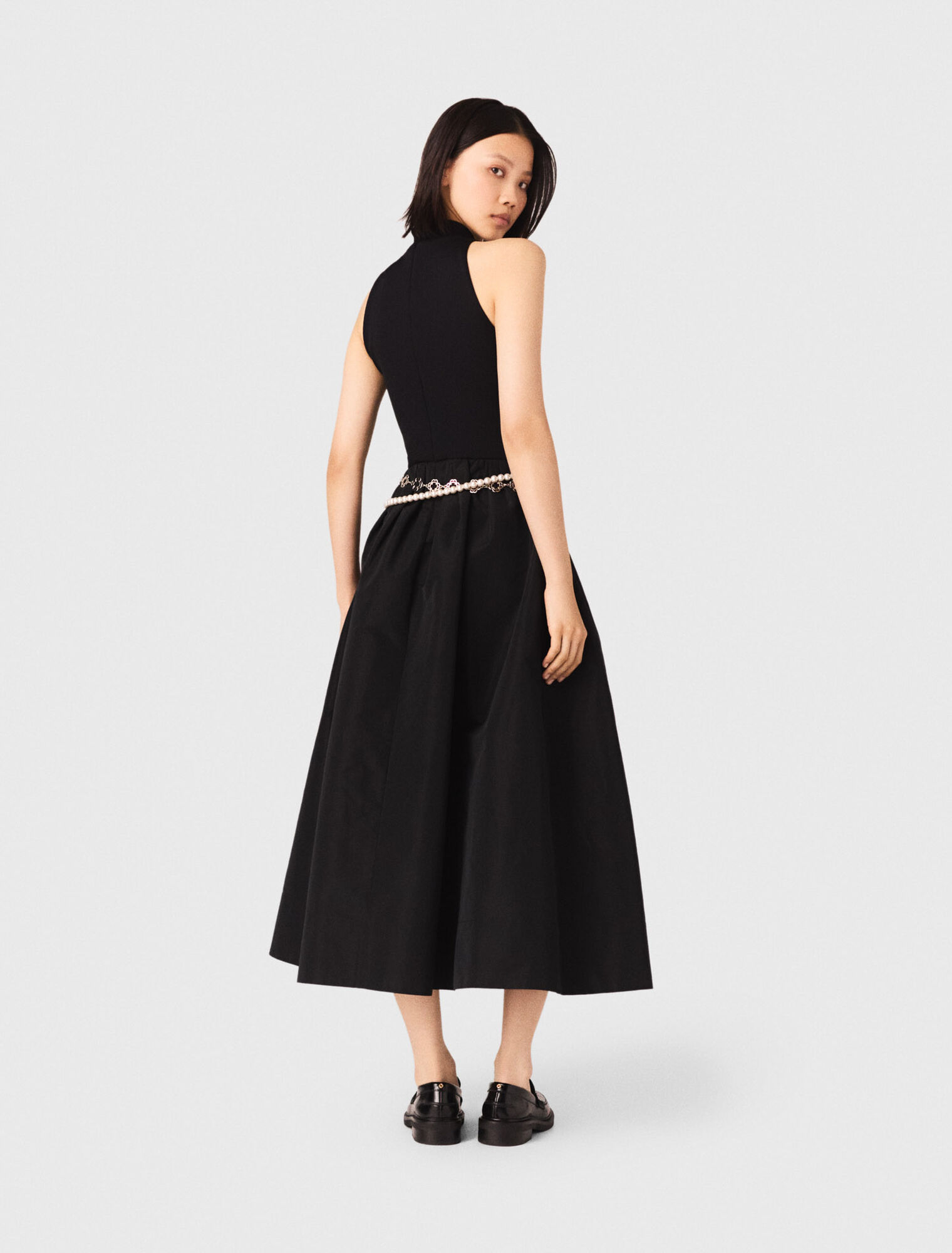Mixed-material taffeta dress