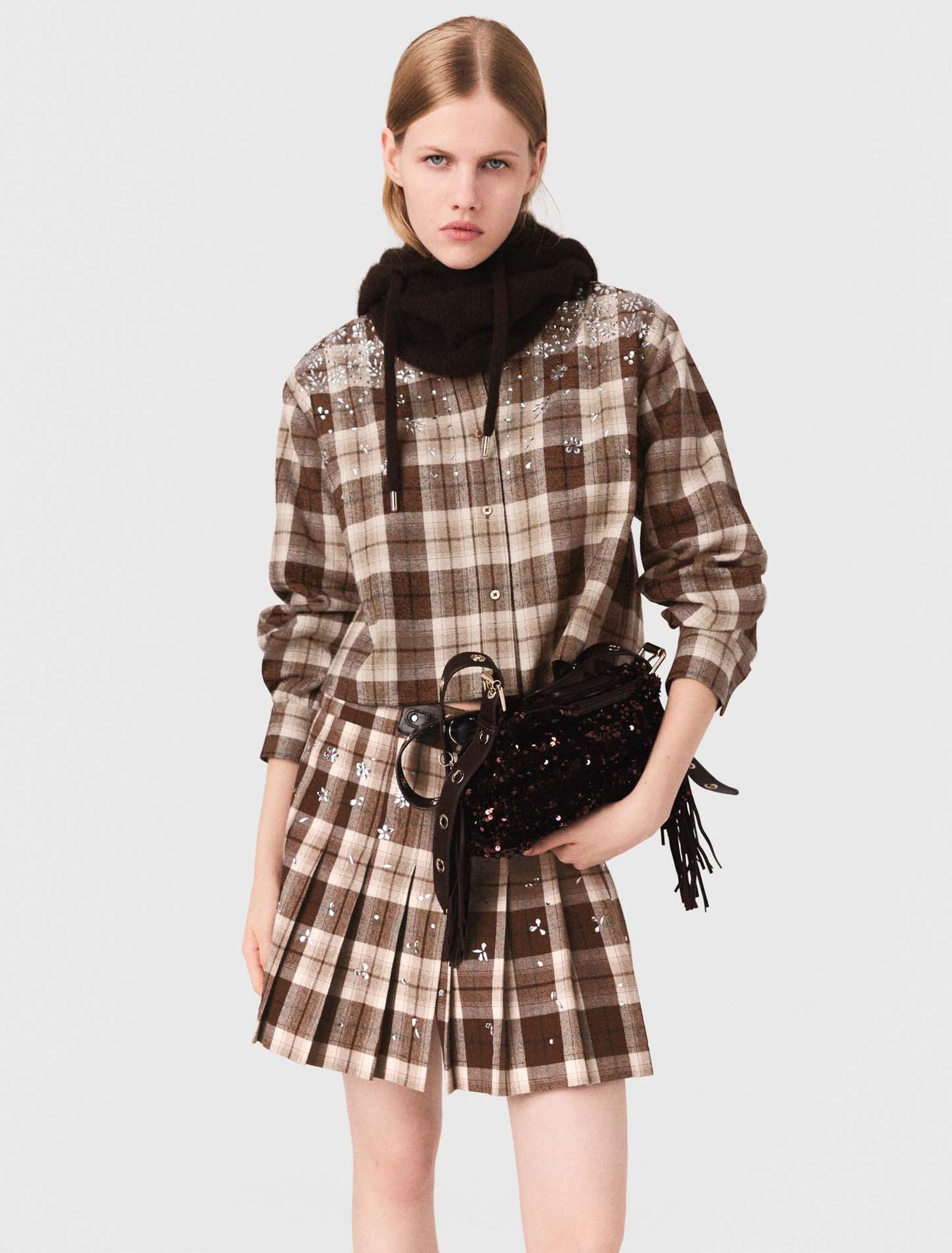 Rhinestone checked shirt