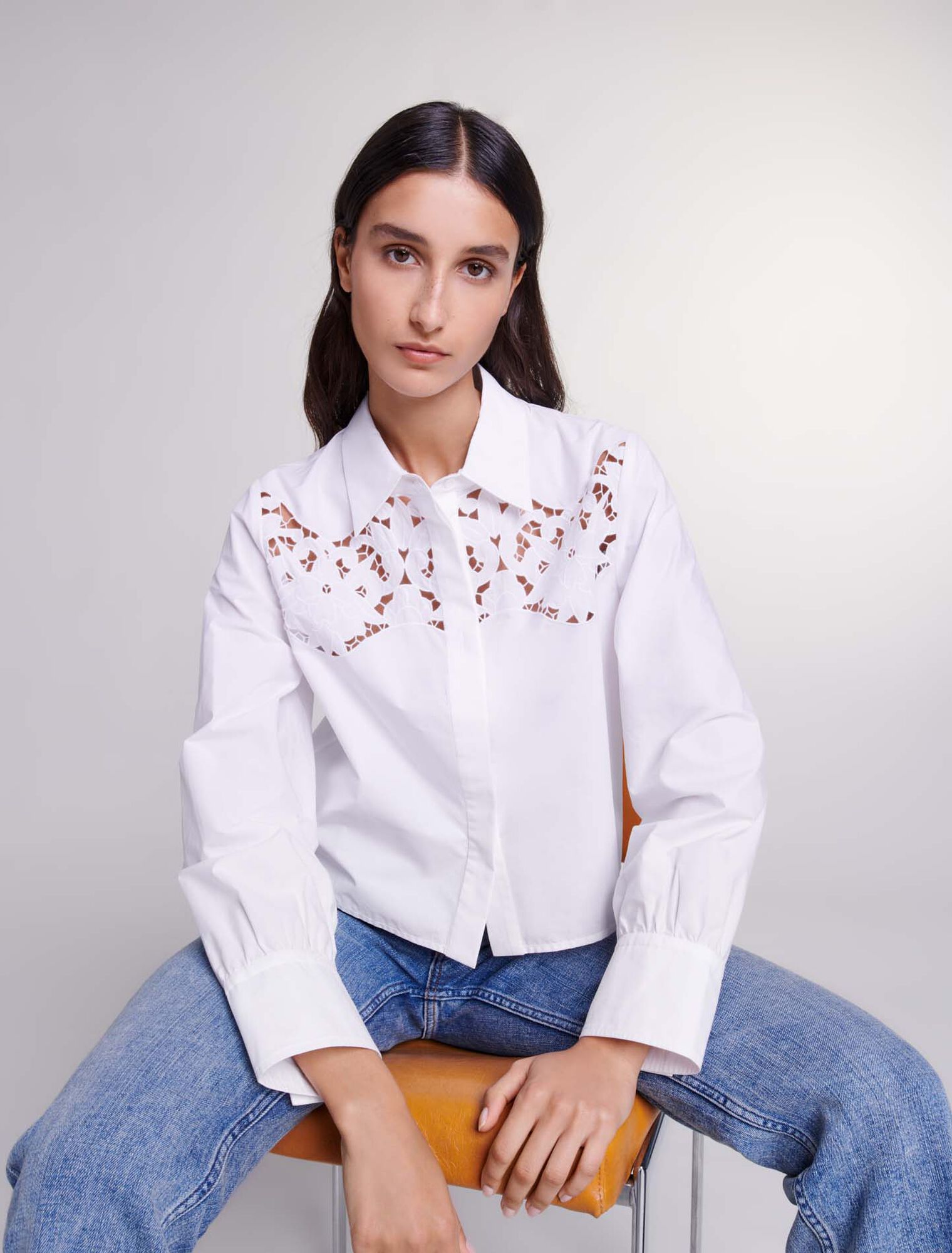 Openwork cotton shirt