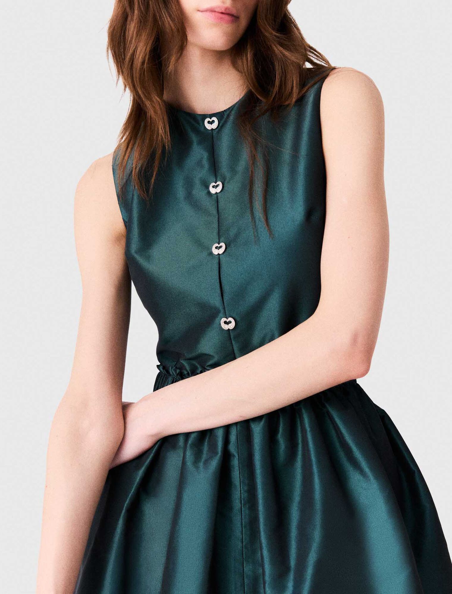 Satin jumpsuit with jewel buttons