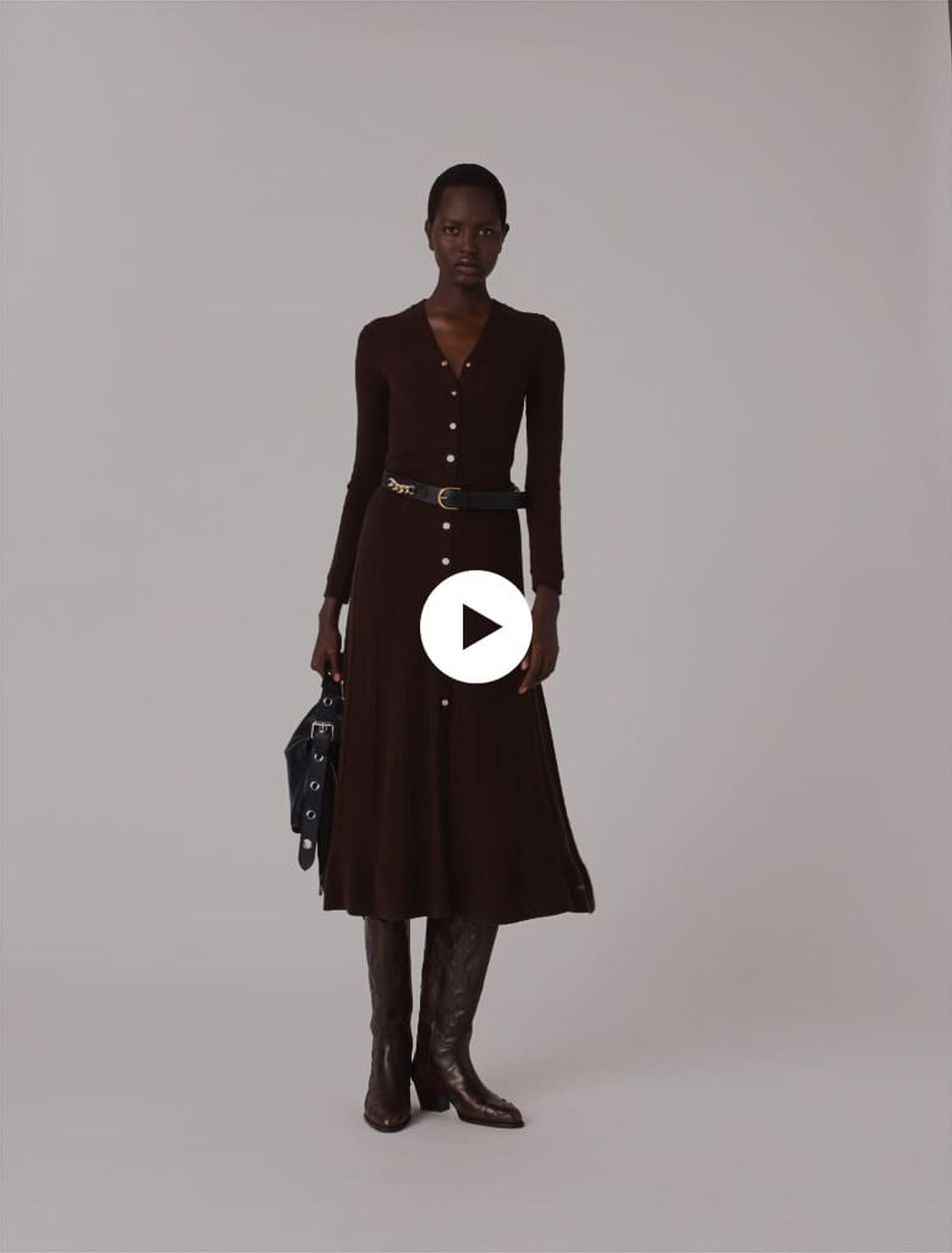 Knit maxi dress with buttons