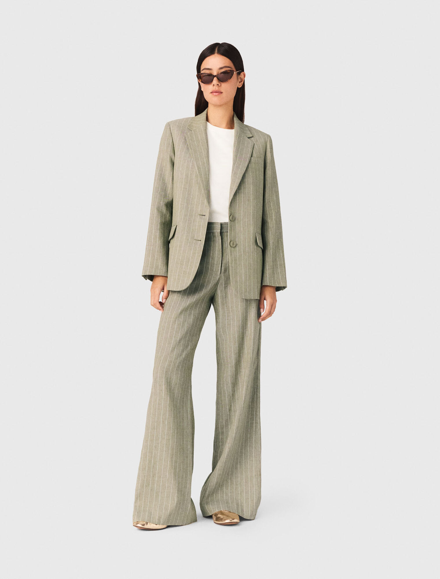 Linen-blend suit trousers