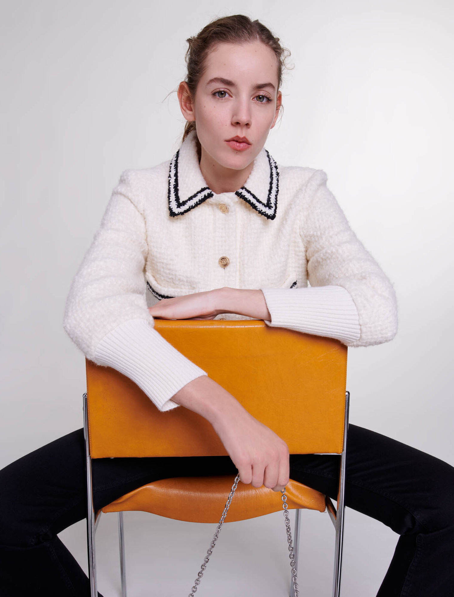 Contrasting tweed-style jacket