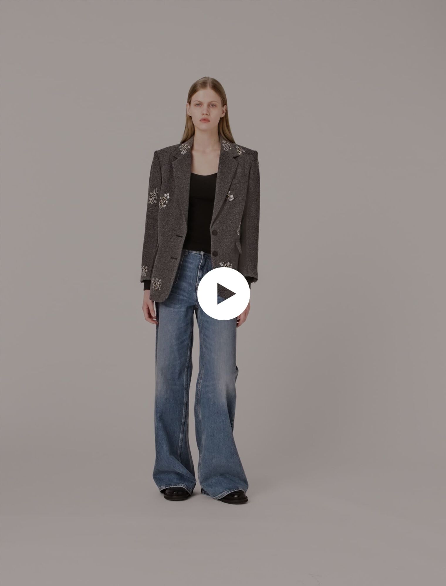 Flower-embroidered wool jacket Flower-embroidered wool jacket