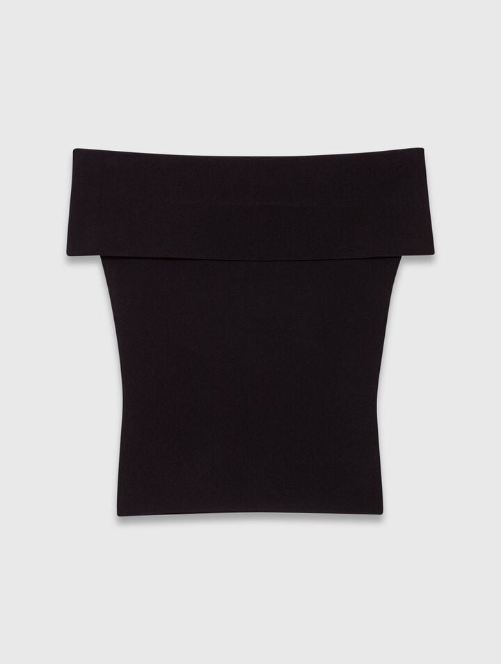 Rib knit bardot-neck top