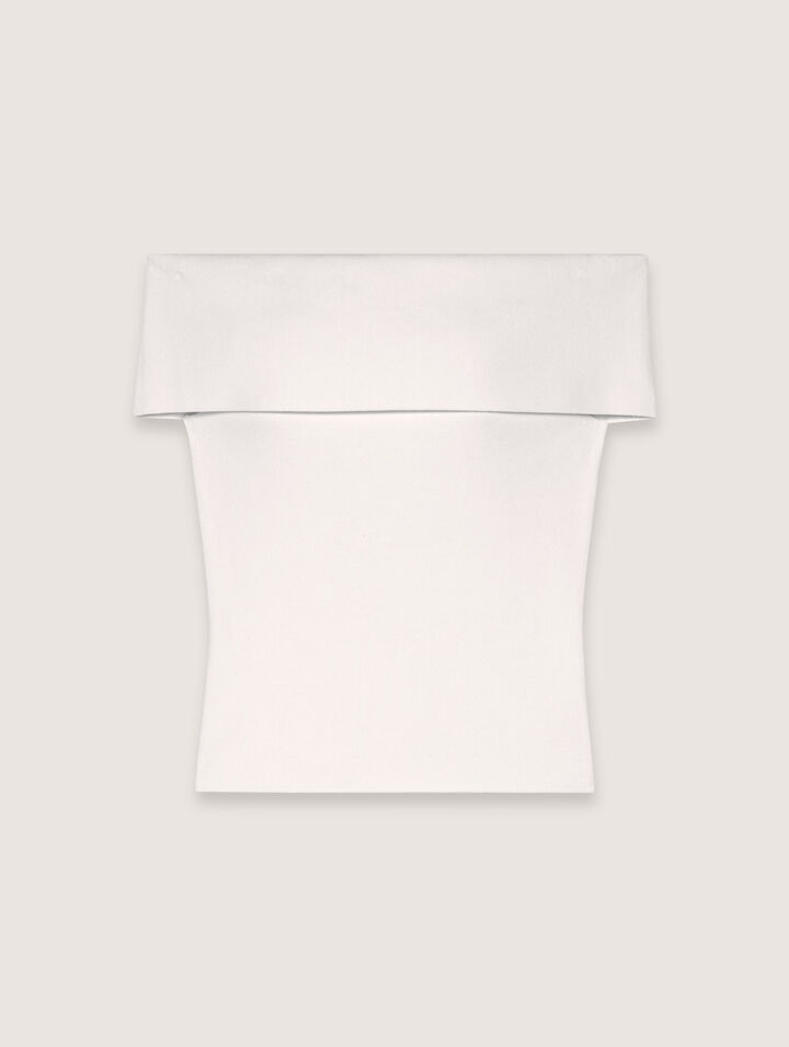 Rib knit bardot-neck top