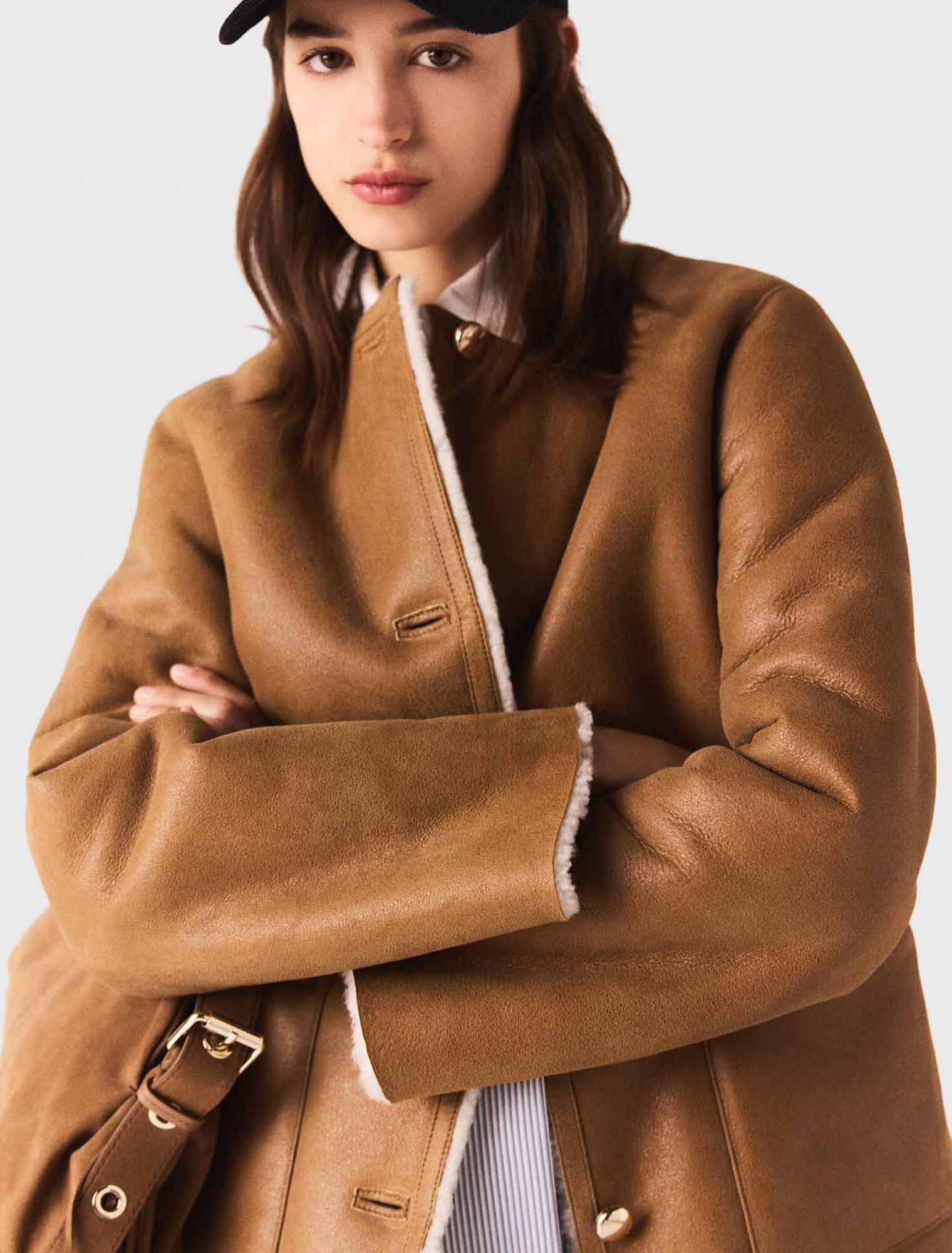 Reversible leather coat